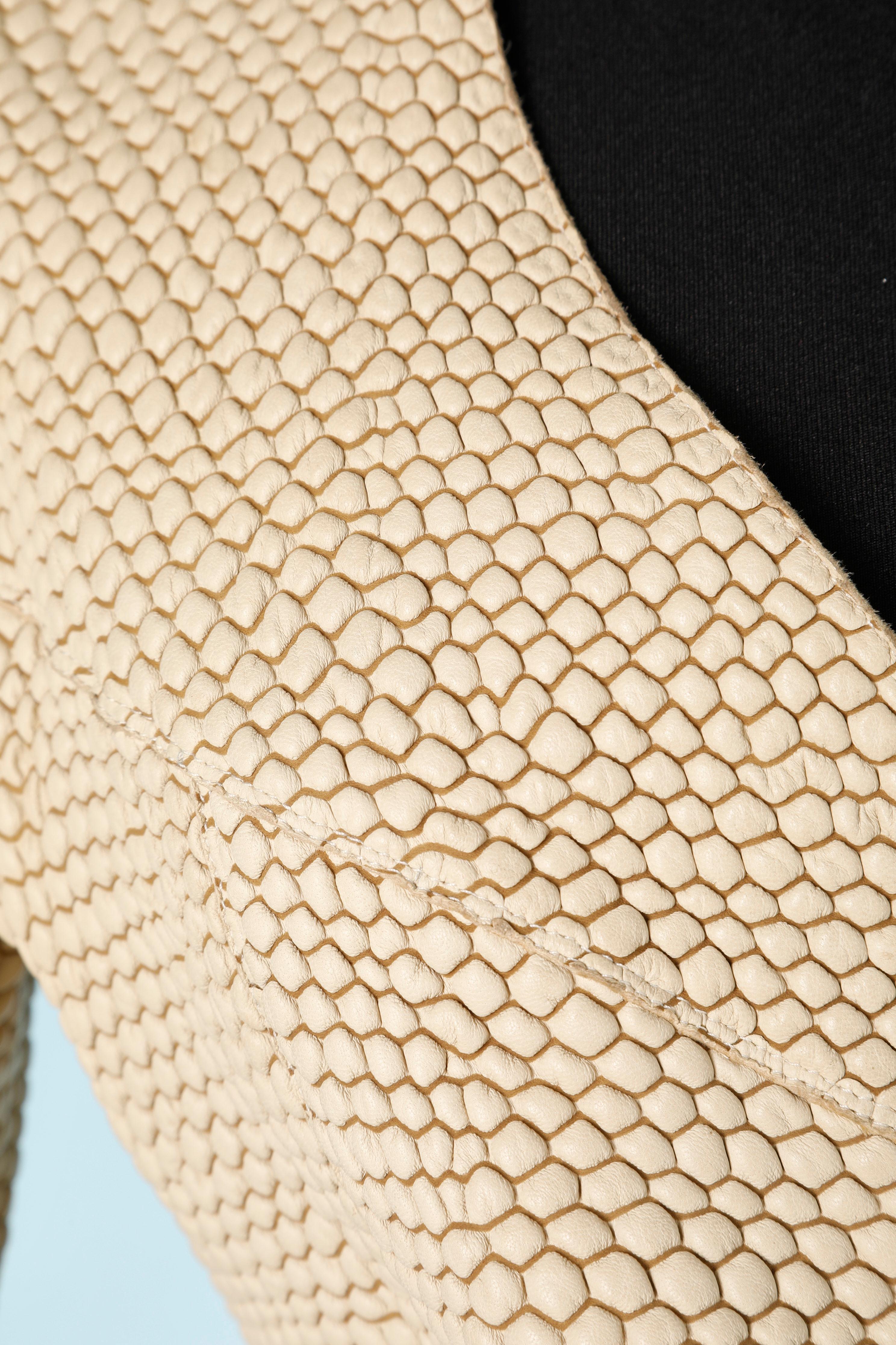 Beige Waffle leather jacket Giorgio Armani 