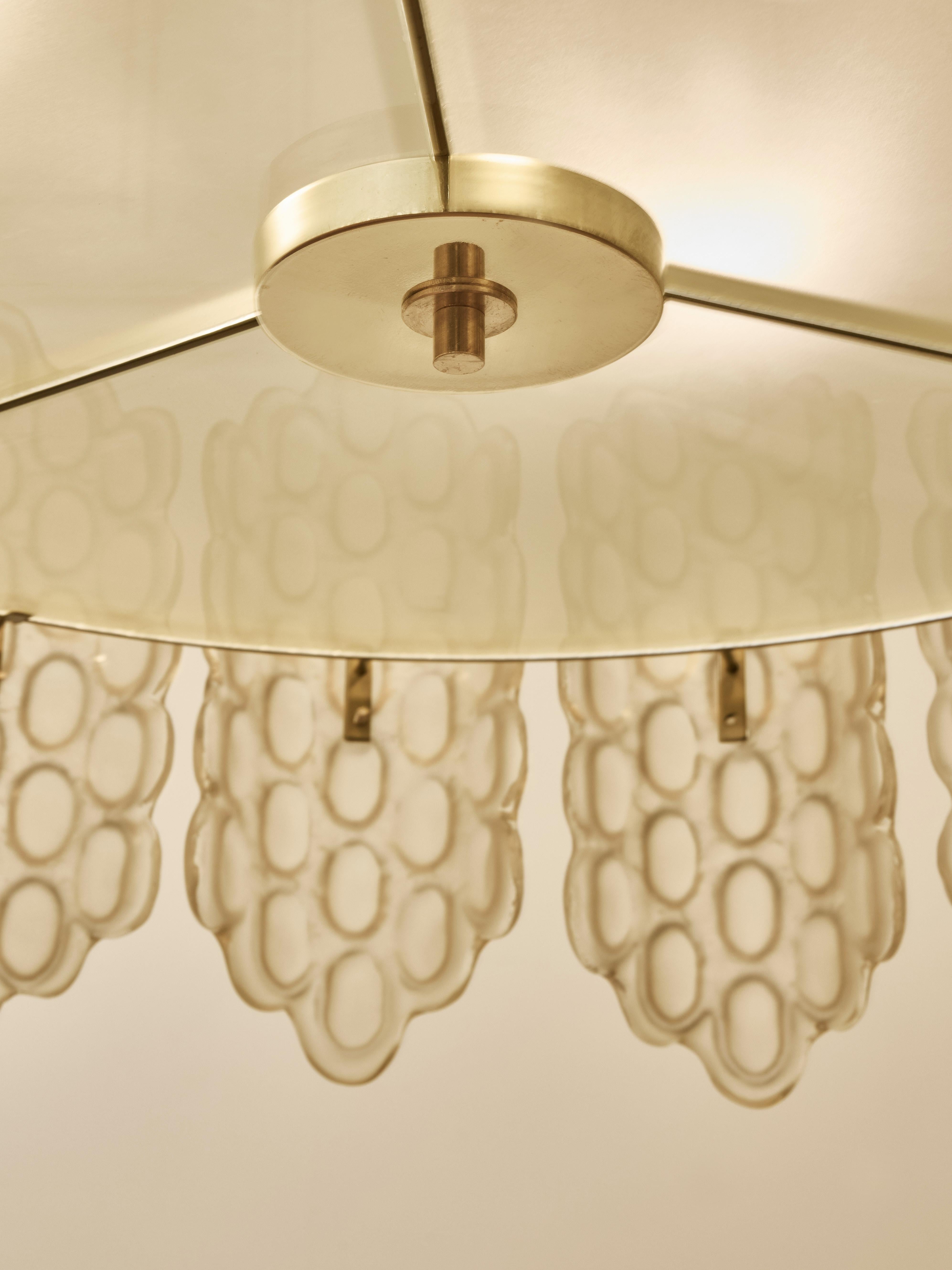 Mid-Century Modern Lustre « Waffled » en verre de Murano par Studio Glustin en vente