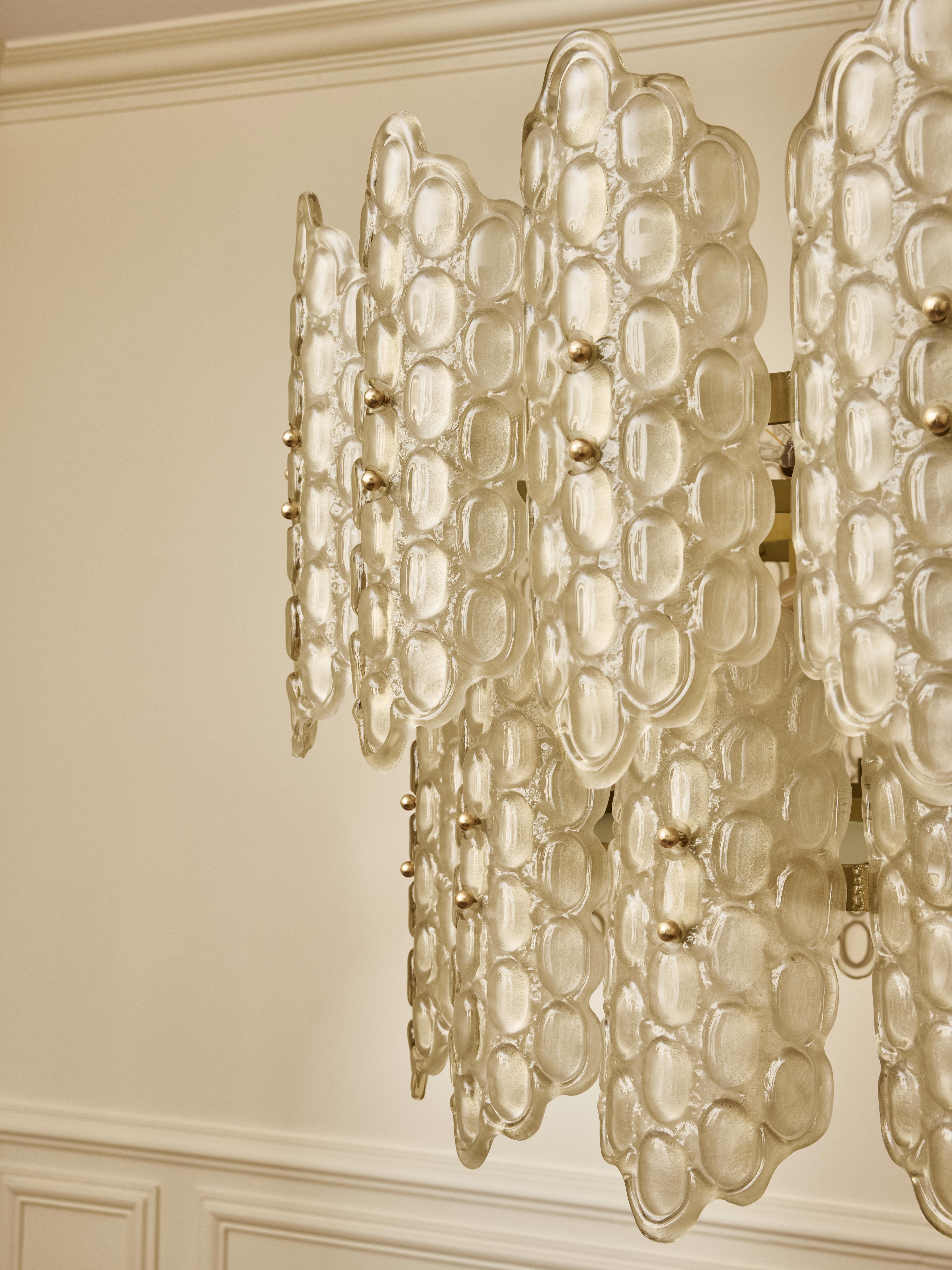 italien Lustre « Waffled » en verre de Murano par Studio Glustin en vente