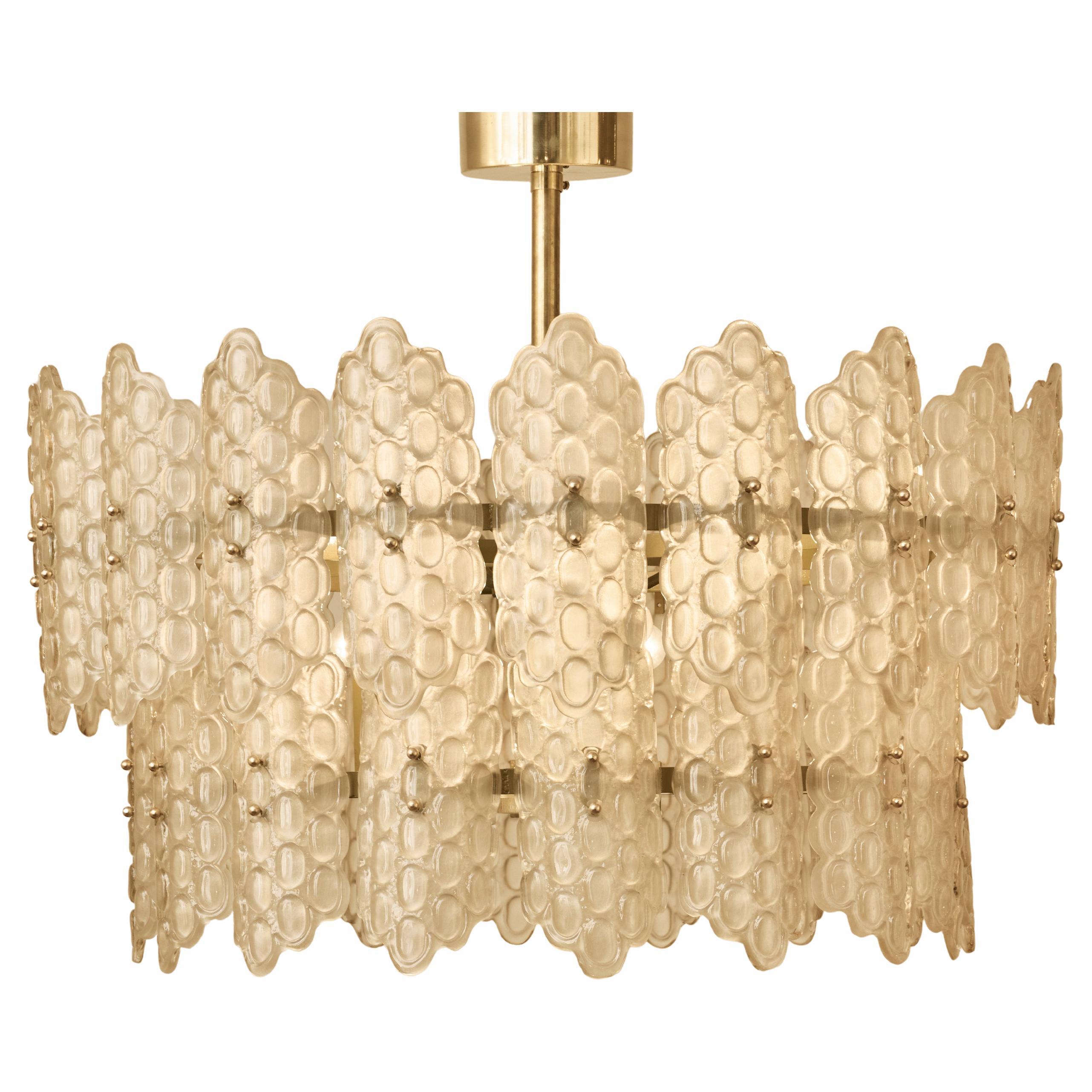 "Waffled" Murano glass chandelier by Studio Glustin