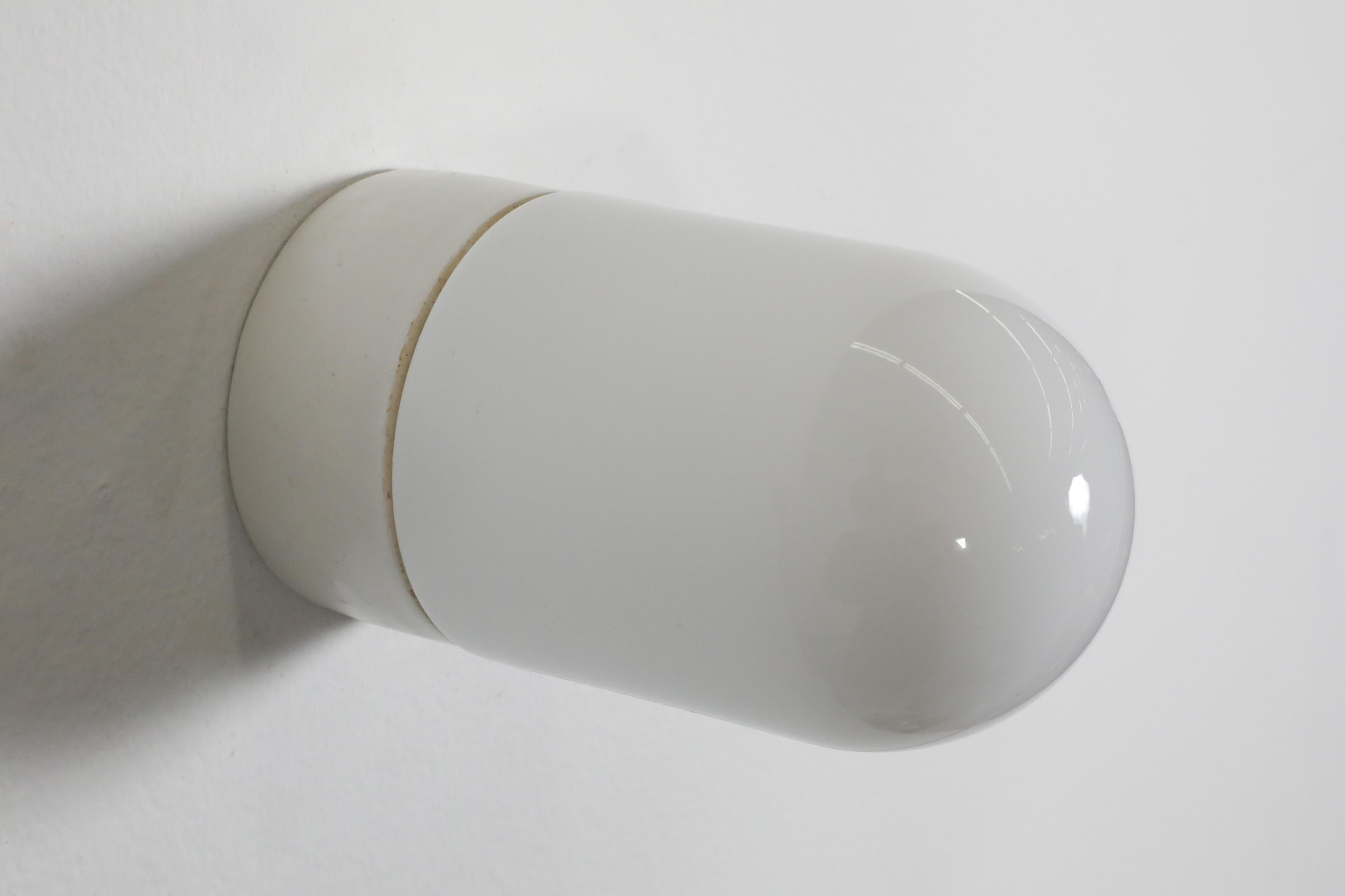 Wagenfeld Opaline Glass and Ceramic Wall or Ceiling Light For Sale 3
