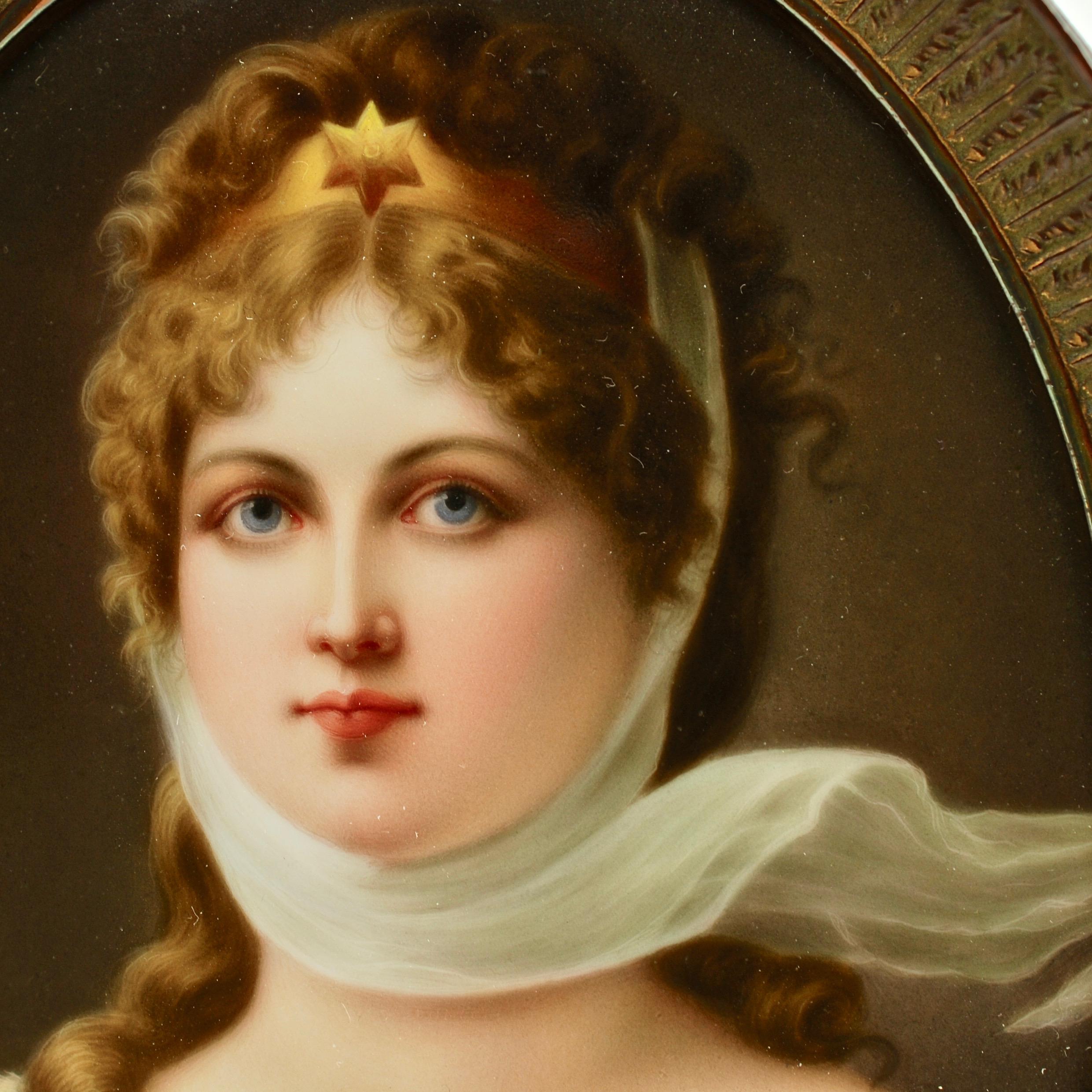 German Wagner CM Hutschenreuther Hand Painted Porcelain Plaque Queen Louisa of Prussia