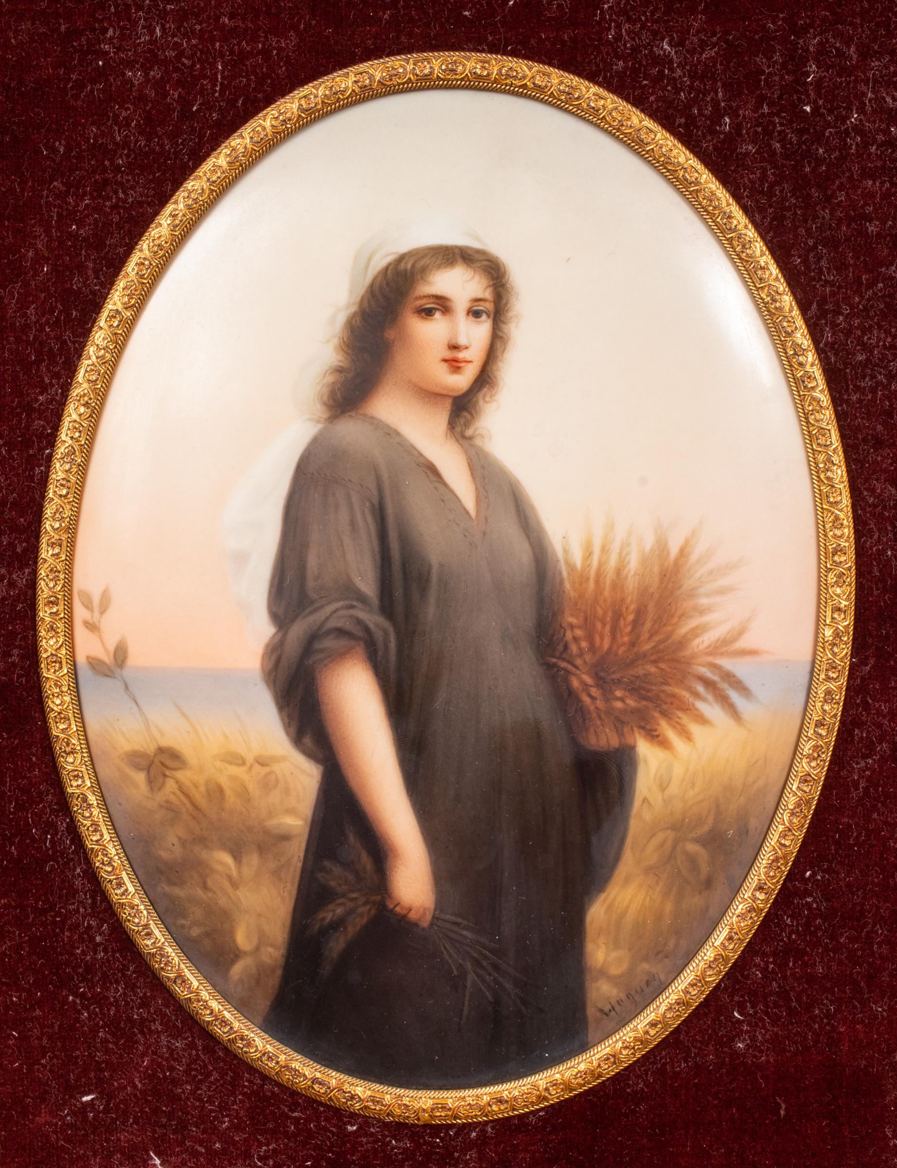 19th century Continental hand painted porcelain plaque, signed in the lower left corner: 