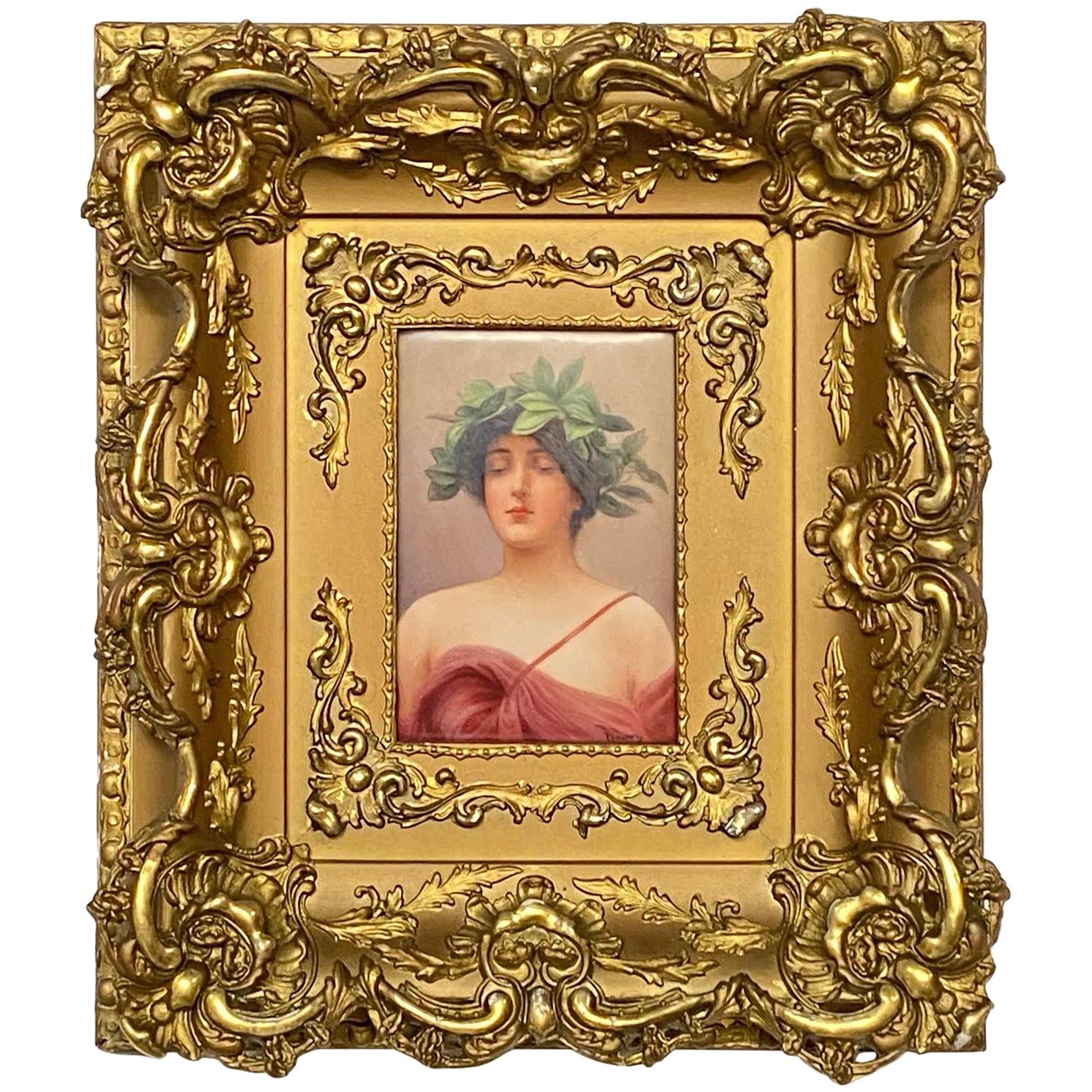 Wagner Porcelain Plaque Portrait of 'Daphne' by C.M. Hutschenreuther
