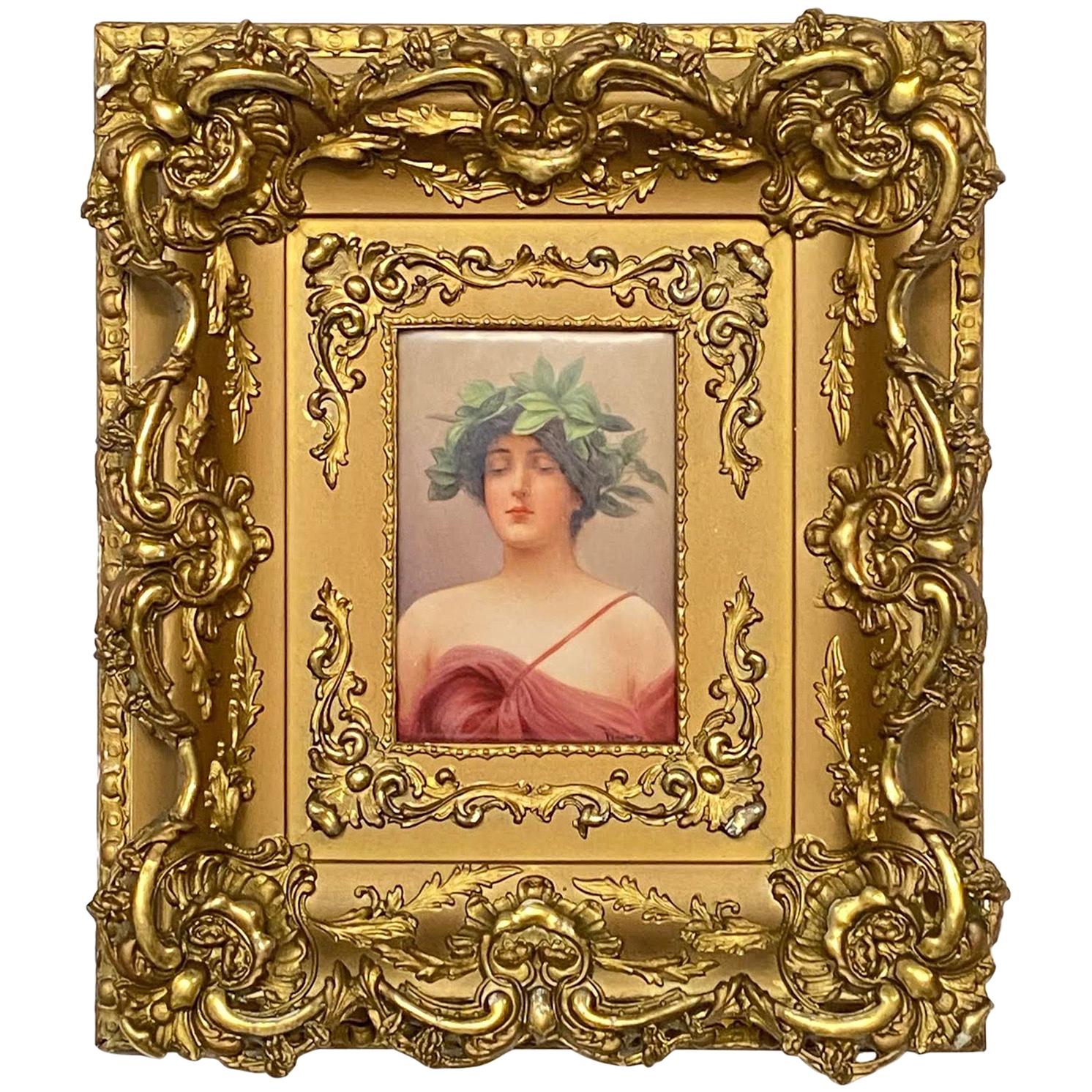 Placa de porcelana Wagner Retrato de "Dafne" por C. I. M. Hutschenreuther