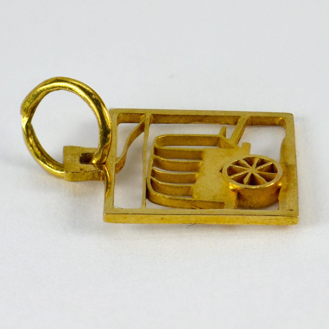 Wagon 18 Karat Yellow Gold Square Charm Pendant In Good Condition For Sale In London, GB