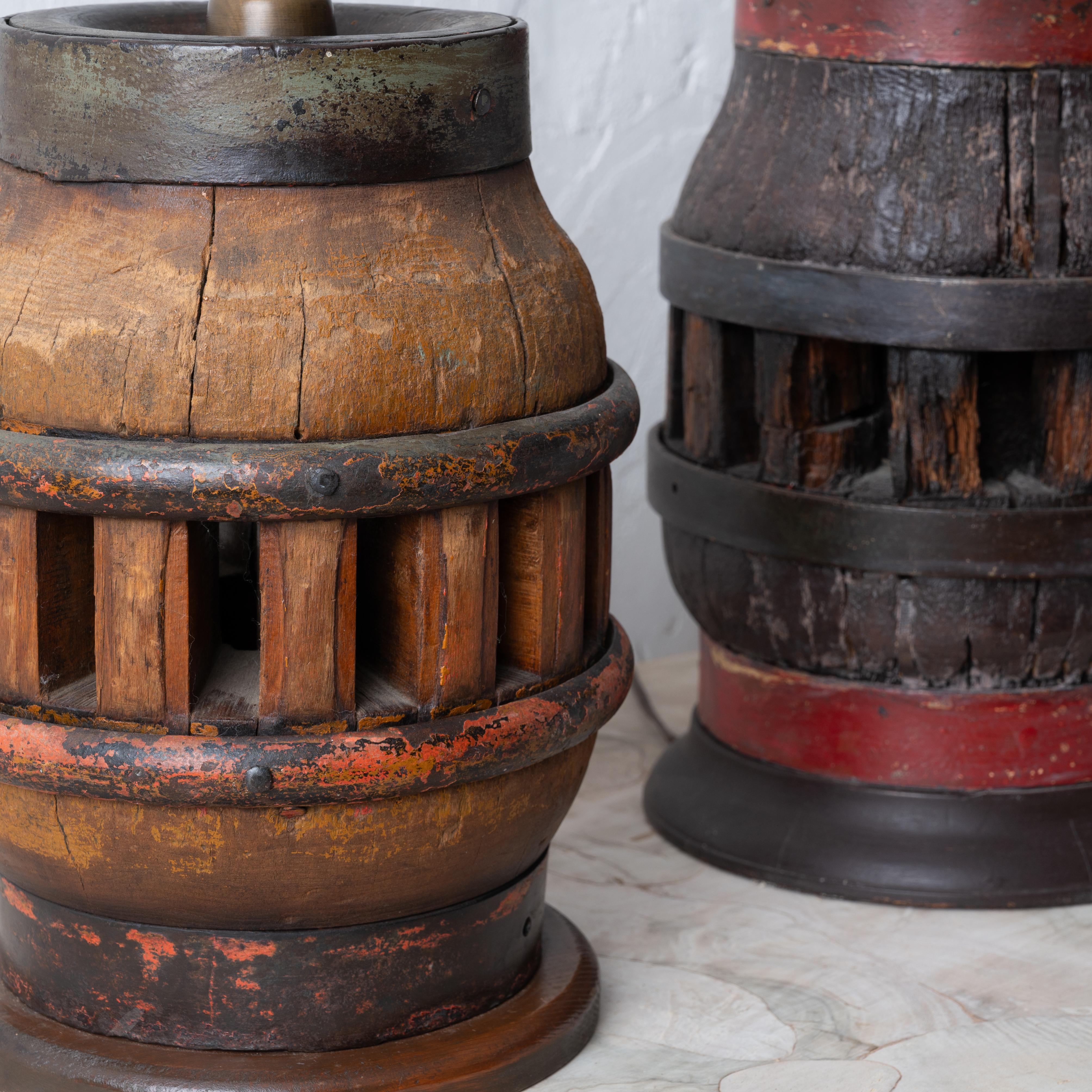 19th Century Wagon Wheel Hub Lamps