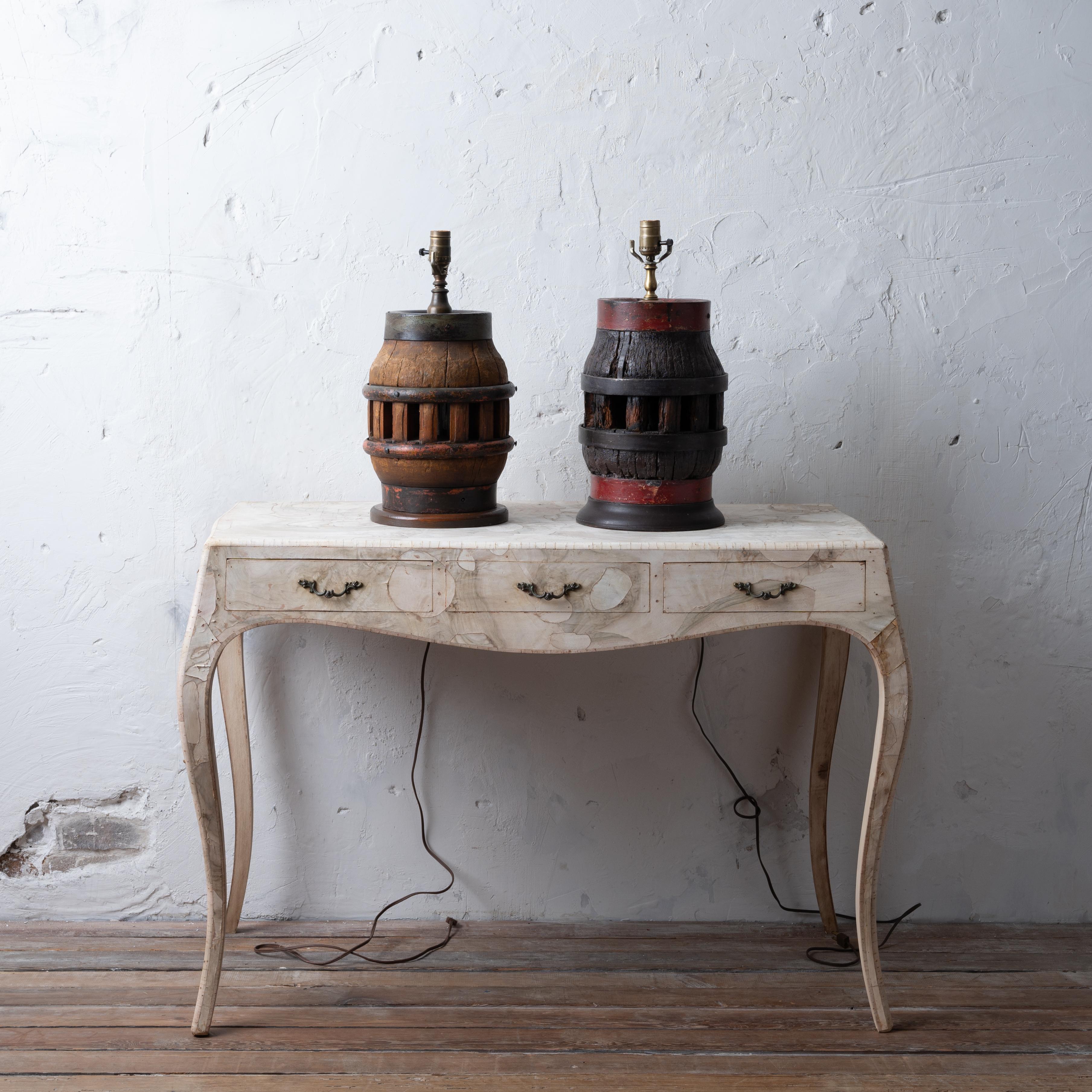 Wood Wagon Wheel Hub Lamps