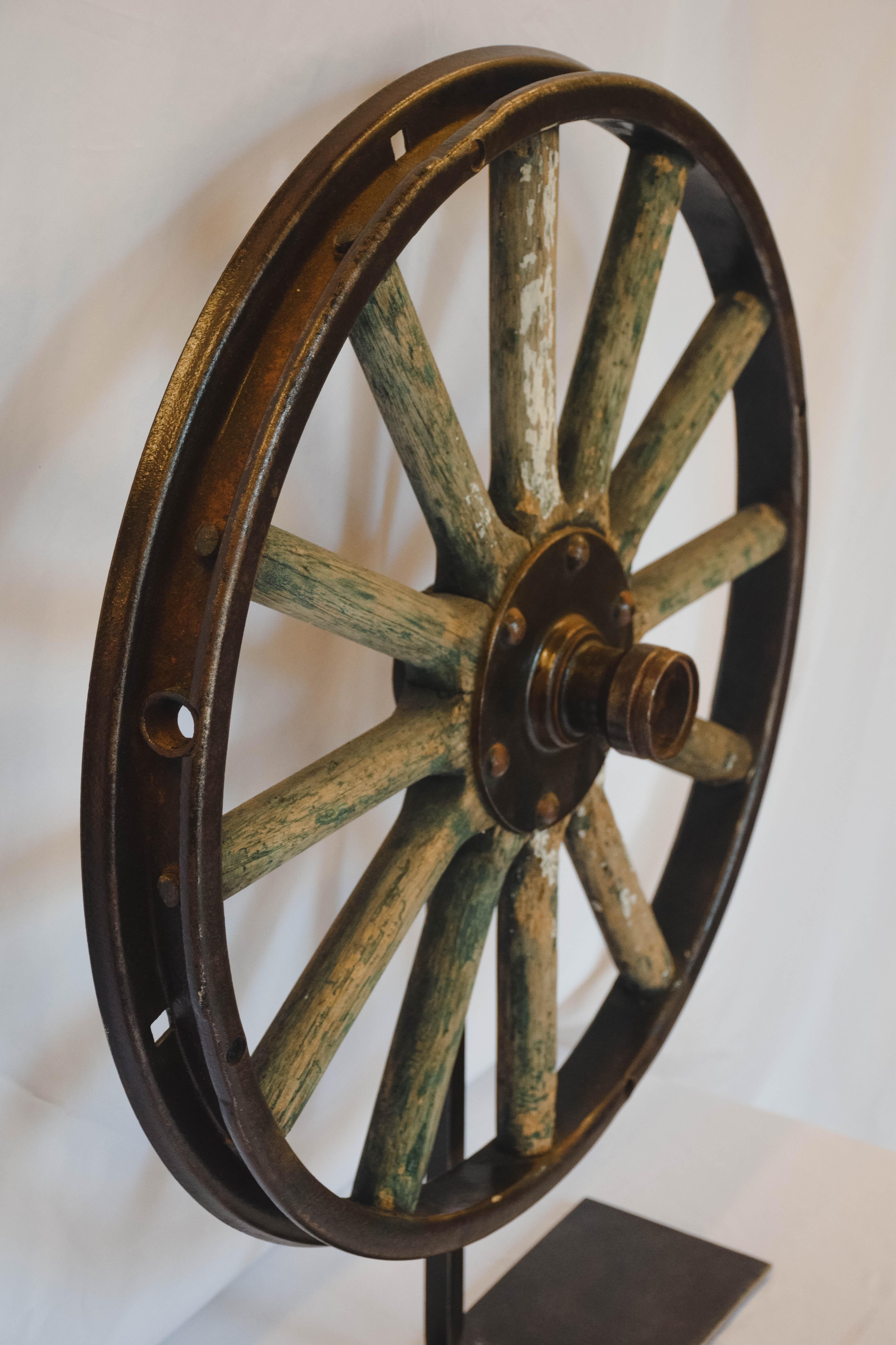 20th Century Wagon Wheel on Stand
