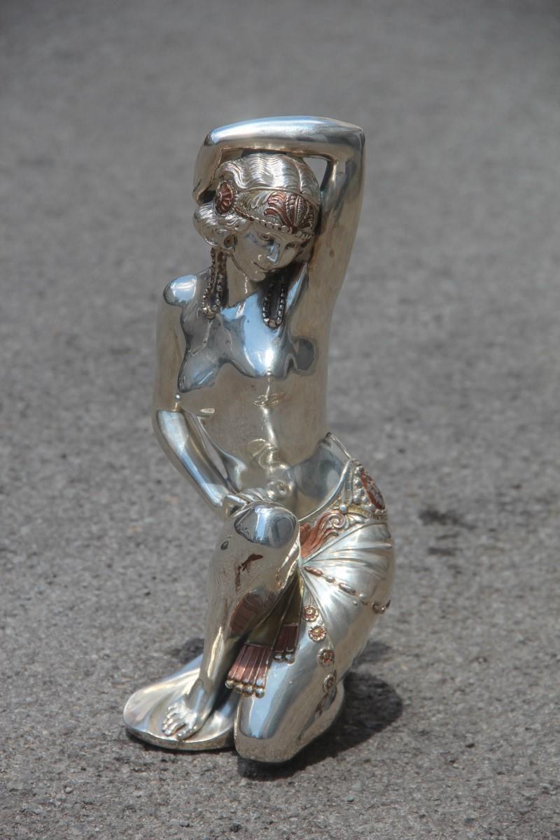 Wagtail Sculpture in Resin and Silver Art Deco style Kneeling Lady, 1970 For Sale 4