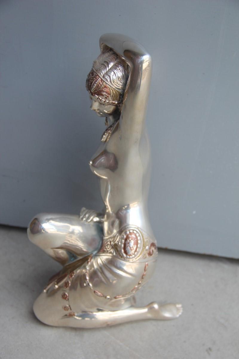 Wagtail Sculpture in Resin and Silver Art Deco style Kneeling Lady, 1970 For Sale 2
