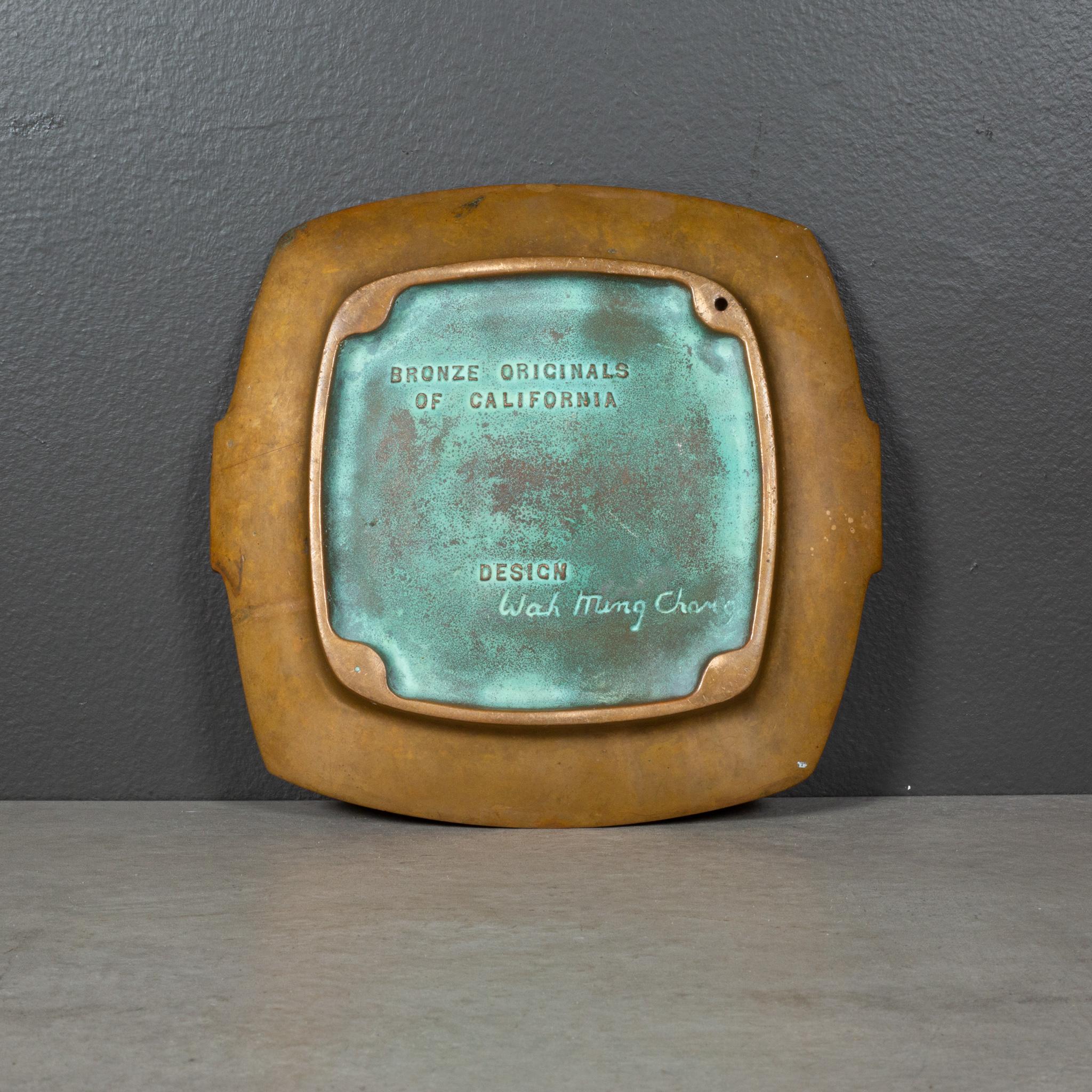 ABOUT

An impressive, heavy solid bronze mid-century ashtray designed by California artist and sculptor Wah Ming Chang. Known later in life for his sculptures and the props he designed for Stars Trek, The Original Series.

Stamped “Bronze Originals