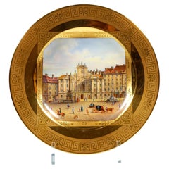Assiette splendour Vienna Wahliss avec Veduta, « Am Hof in Vienna », vers 1890