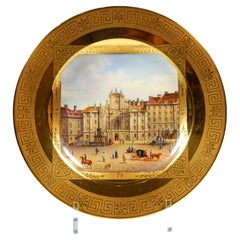 Assiette Splendour de Wahliss Vienna avec Veduta, « Am Hof in Vienna », vers 1890