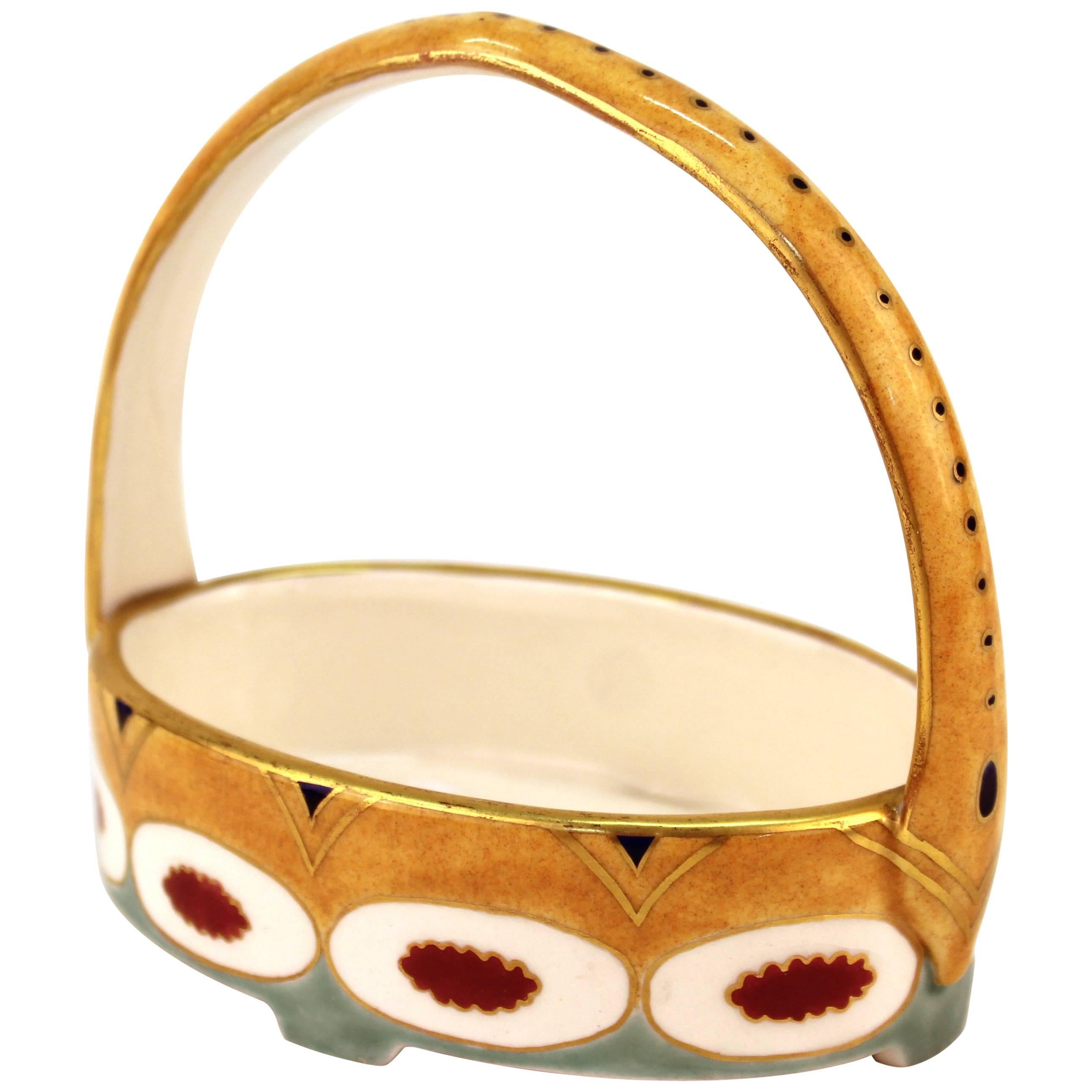 Wahliss Viennese Secessionist Austrian Porcelain Basket Dish