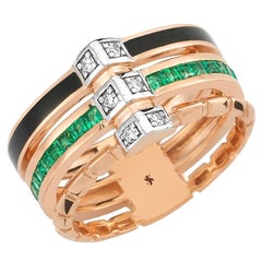 Waima Ring in Rose Gold with Diamond & Emerald