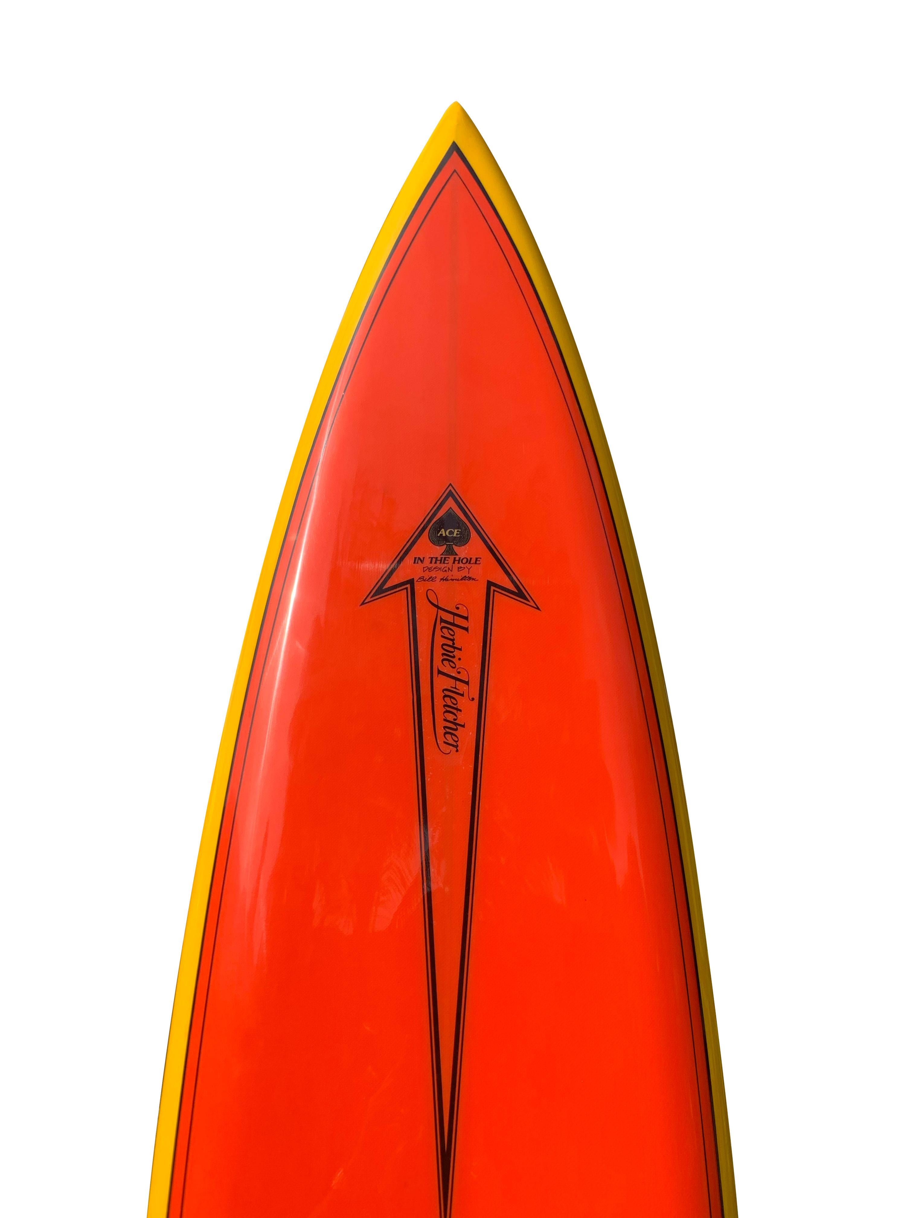 Fiberglass Waimea Gun Surfboard Herbie Fletcher Bill Hamilton Collab (late 1970s)