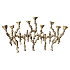 Menorah tríptico de latón Brutalista Wainberg, circa 1960