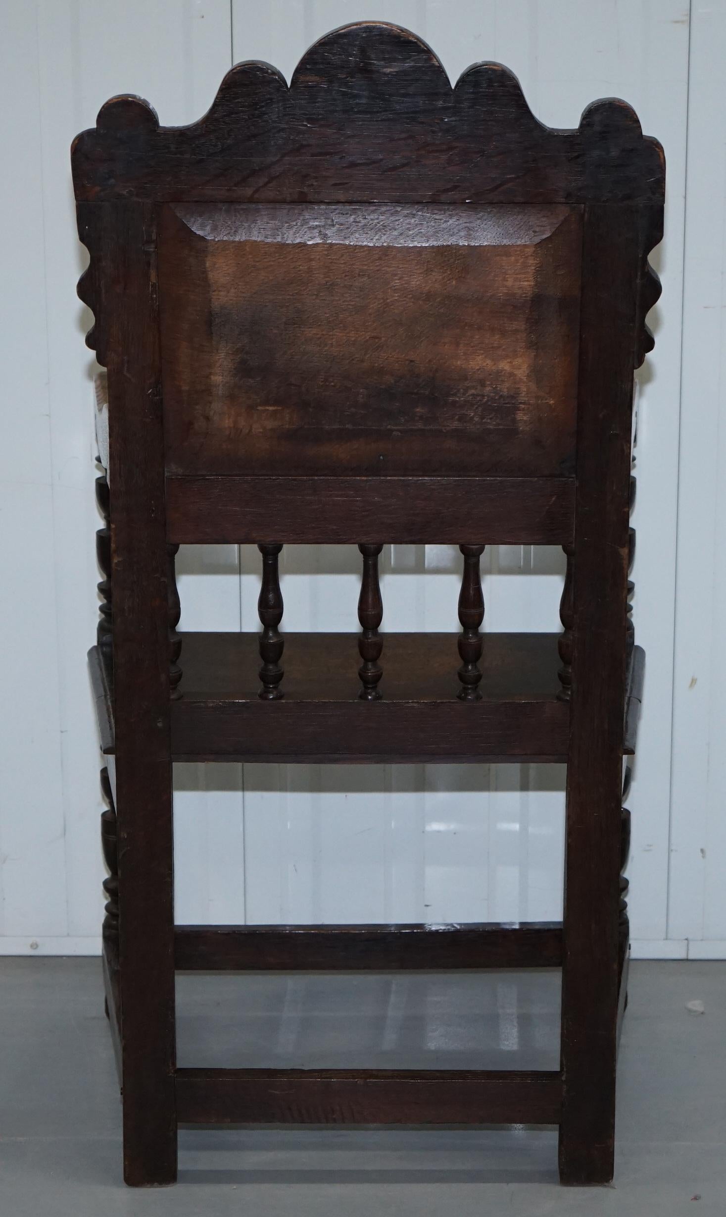 Wainscot Armchair Carved Wood Panel Depicting King Charles I Chair, circa 1780 3