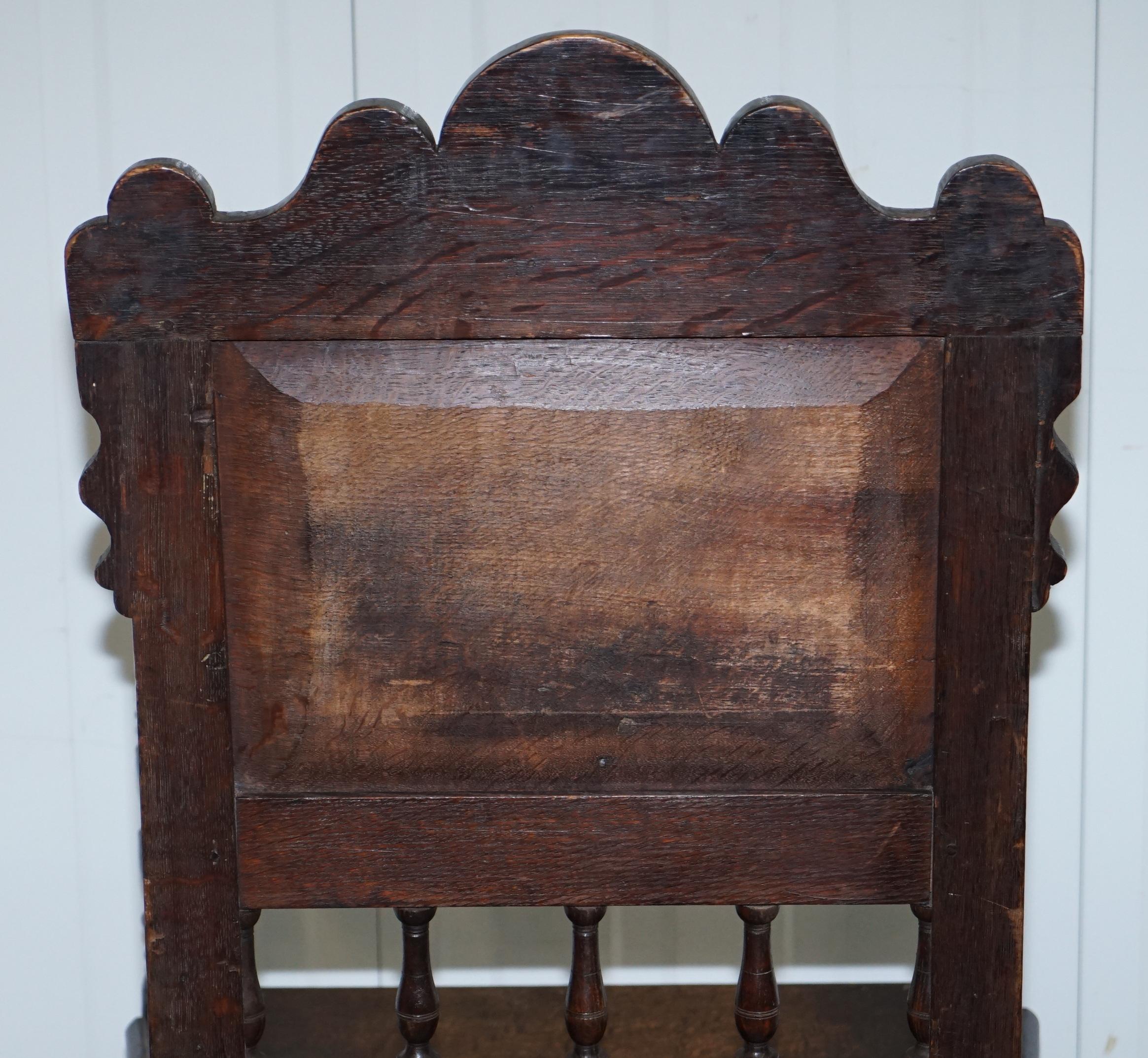 Wainscot Armchair Carved Wood Panel Depicting King Charles I Chair, circa 1780 4
