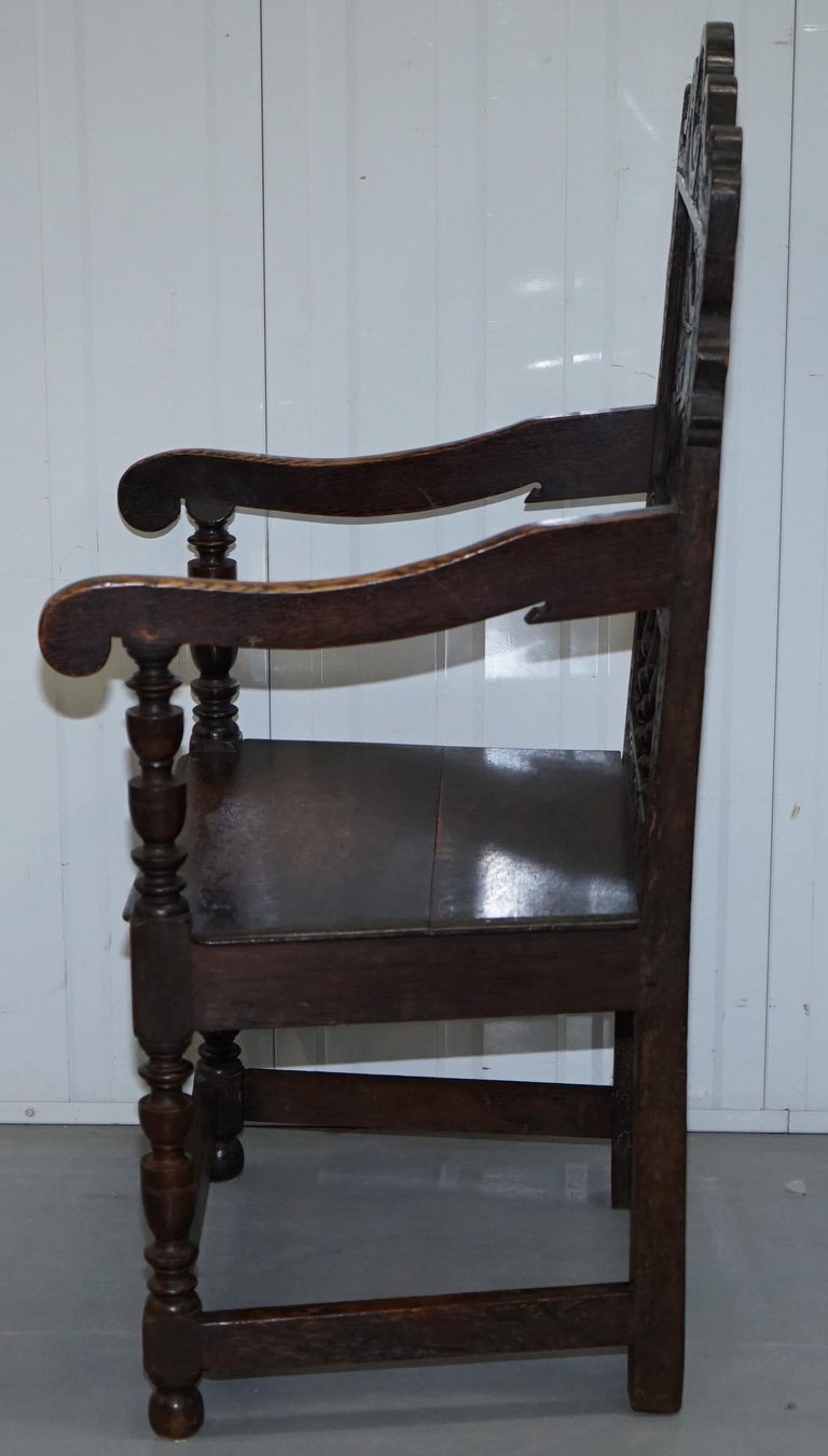 Wainscot Armchair Carved Wood Panel Depicting King Charles I Chair