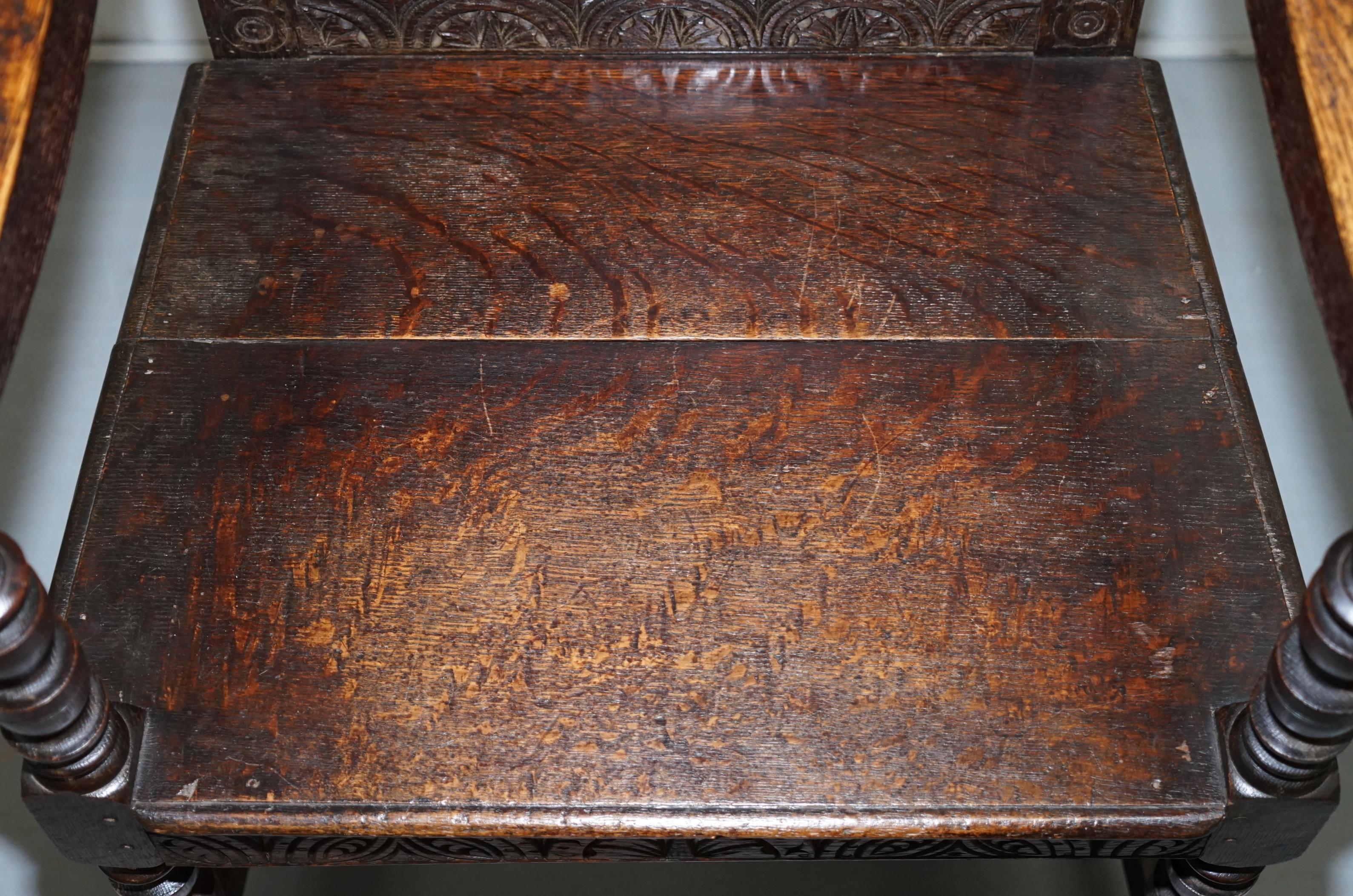 Hand-Carved Wainscot Armchair Carved Wood Panel Depicting King Charles I Chair, circa 1780