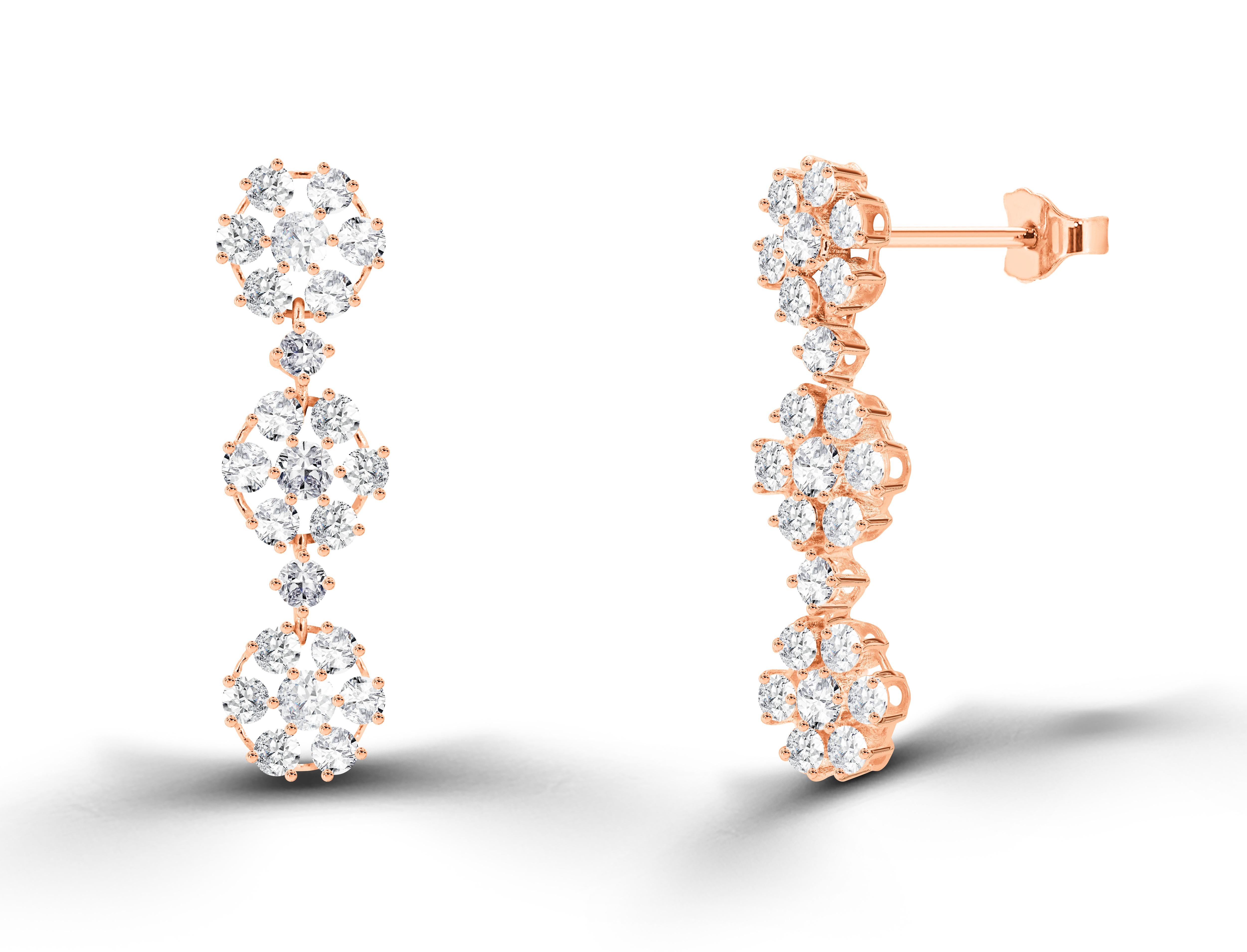 2.08 Ct Diamond Flower Drop Earrings in 14K Gold, Round Brilliant cut diamond earrings, Natural Diamond Earrings, Cluster dangle earrings, Heavy End Earrings.

Jewels By Tarry presents to you a beautiful Earring collection with natural diamonds that