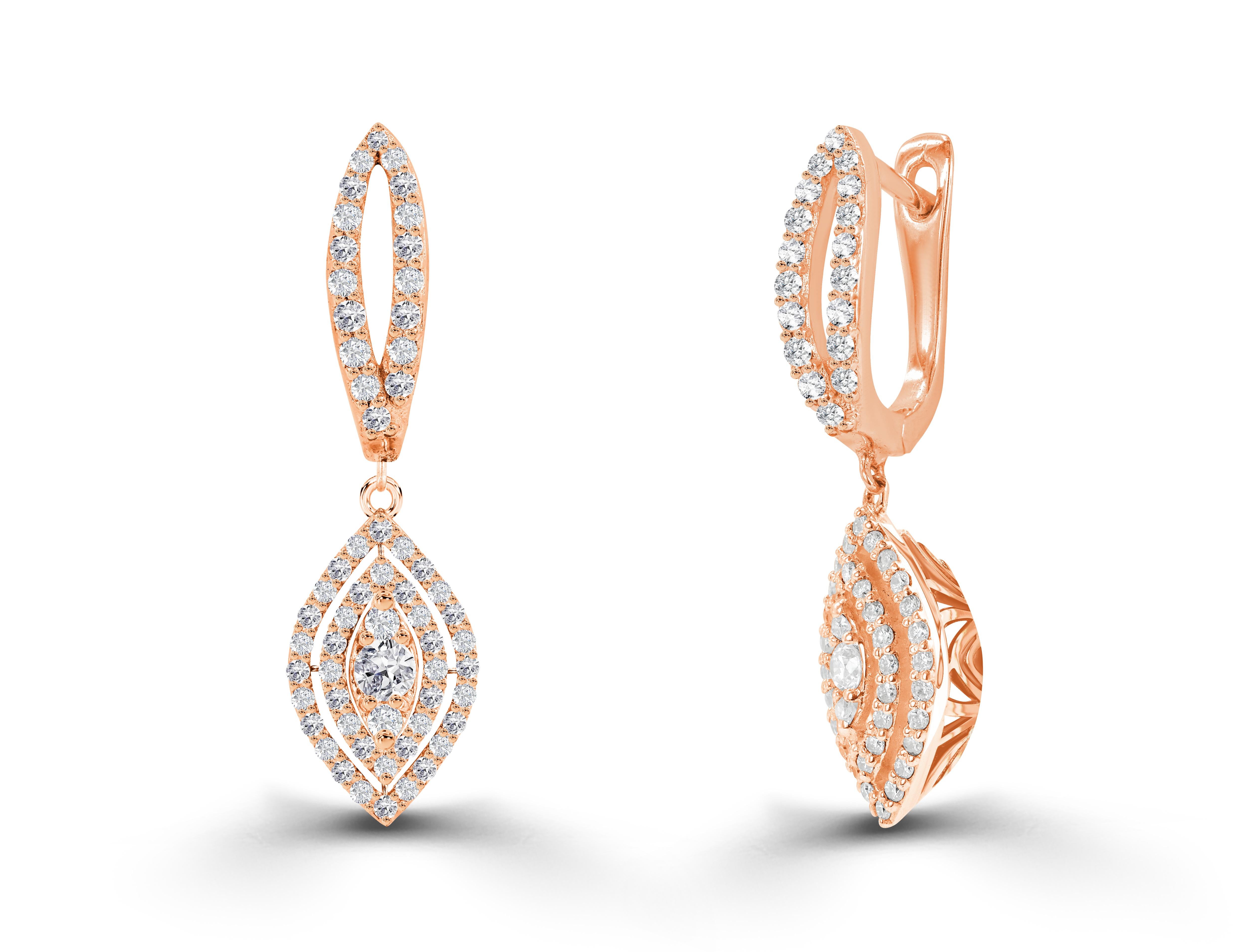 0.70 Ct Diamond Marquise shaped Drop Earrings in 14K Gold, Round Brilliant cut diamond earrings, Natural Diamond Earrings, Cluster dangle earrings, Heavy End Earrings.

Jewels By Tarry presents to you a beautiful Earring collection with natural