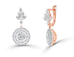 18K Diamond Flower Drop Earrings