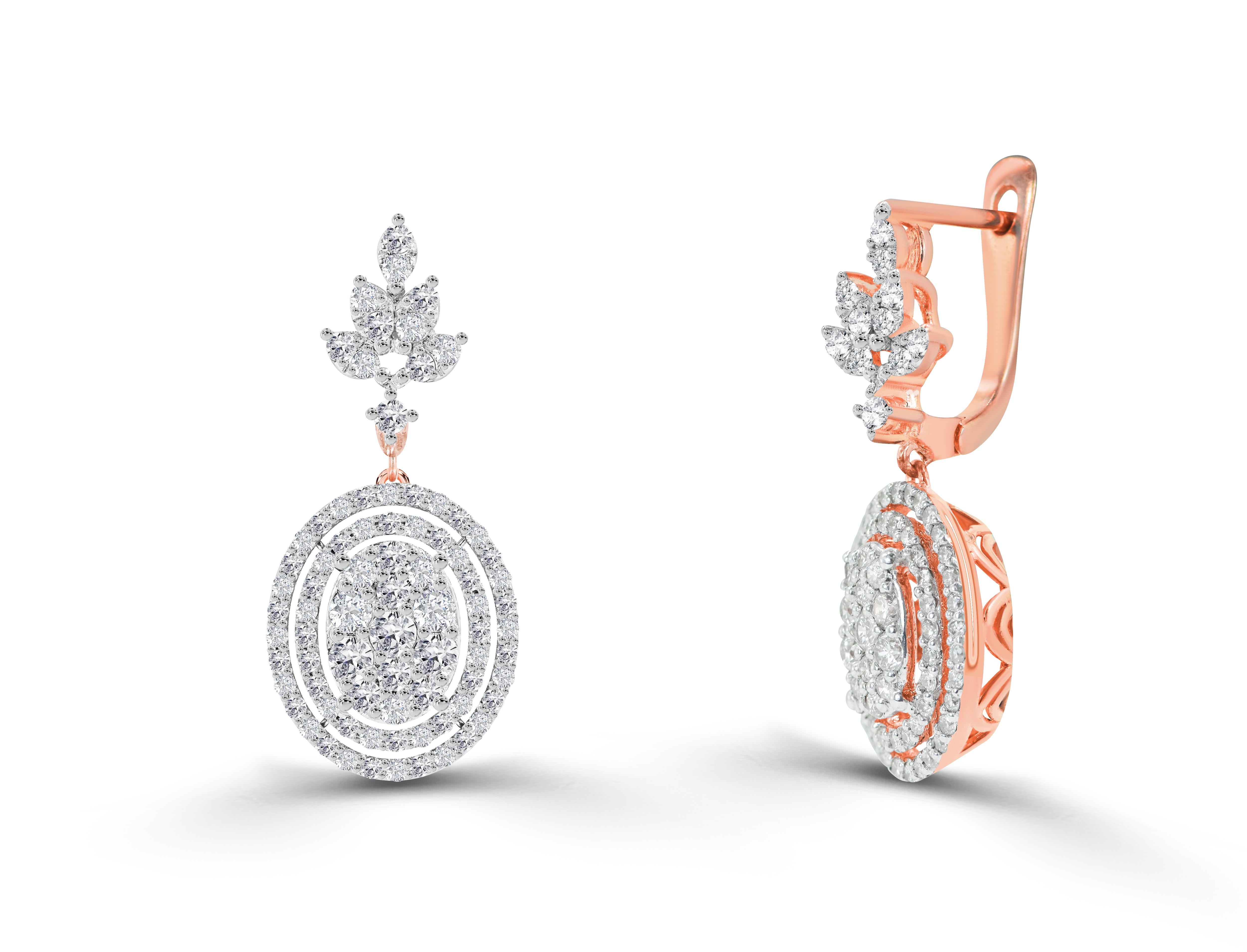Orecchini a goccia con diamante ovale da 1,09 carati in oro 18 carati, orecchini con diamante rotondo taglio brillante, orecchini con diamante naturale, orecchini a grappolo, orecchini con terminale pesante.

Jewels By Tarry ti presenta una