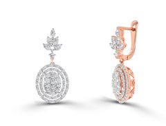 18K Diamond Oval shaped Drop Earrings