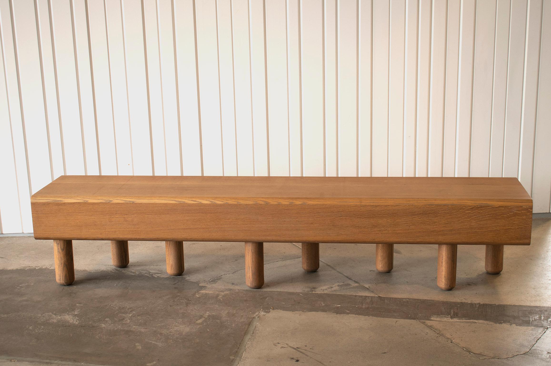 A hollow oak log made for resting. Intended for transitional spaces such as lobbies and foyers. 

 