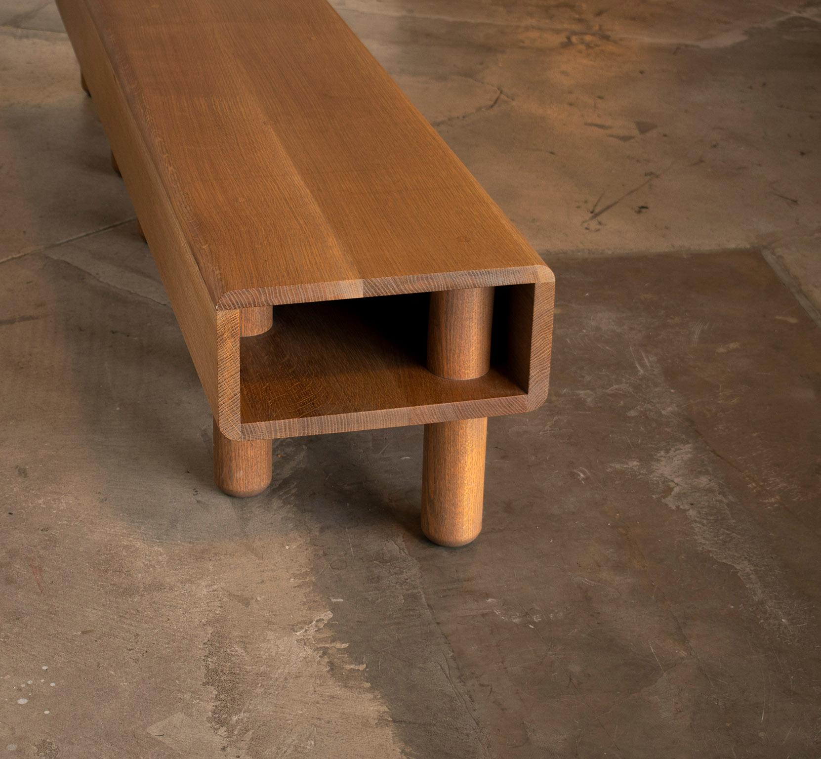 Contemporary Waiting Bench in White Oak For Sale