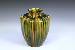 waji Töpferei Art Deco Japanisch Vintage Taotie Maske Griffe Sancai Tropf Vase