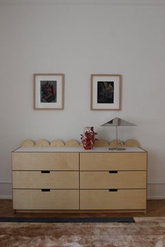 WAKA WAKA playful minimalist plywood white scallop shape 6 drawer dresser