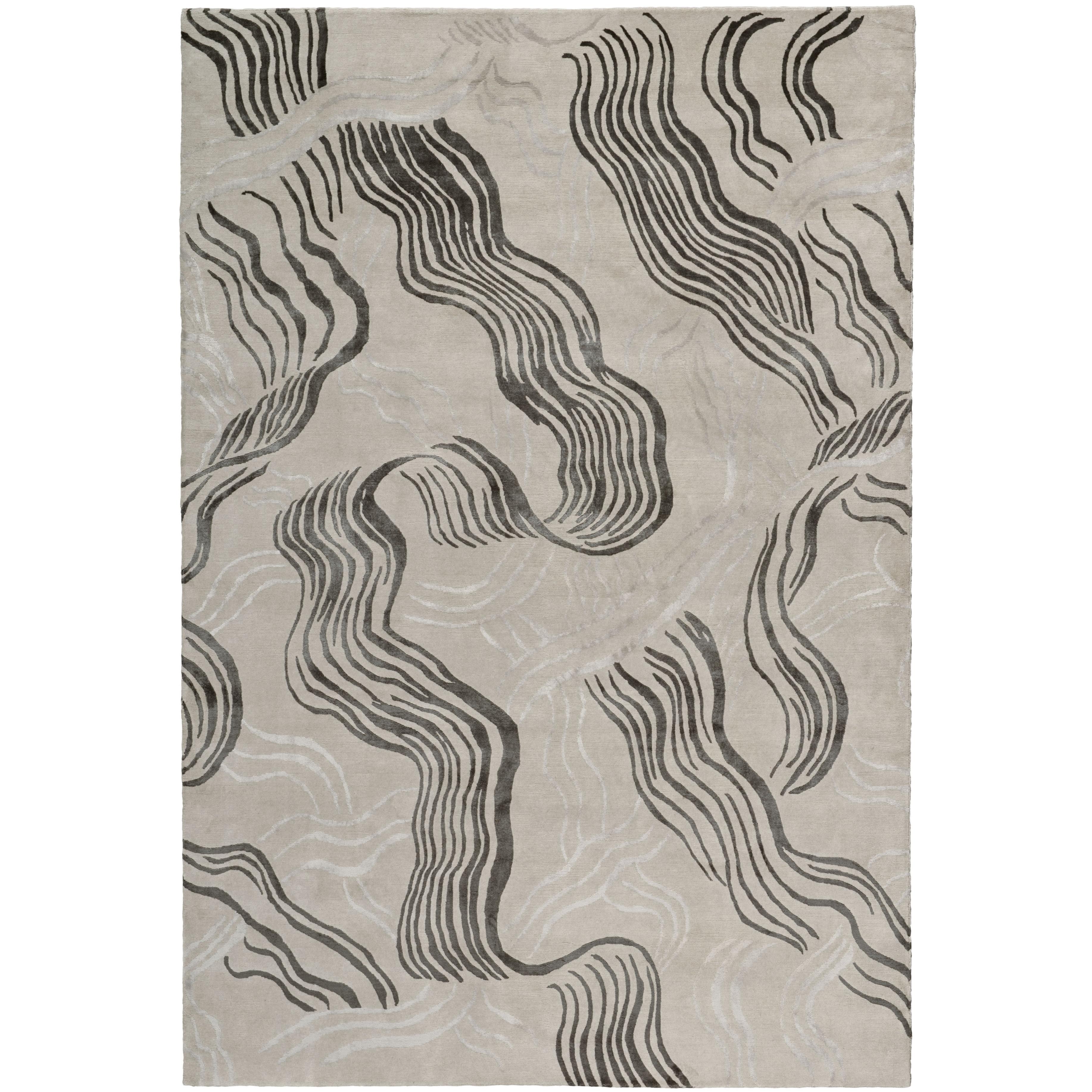 Wake Hand-Knotted 6x4 Rug in Wool and Silk by Kelly Wearstler For Sale