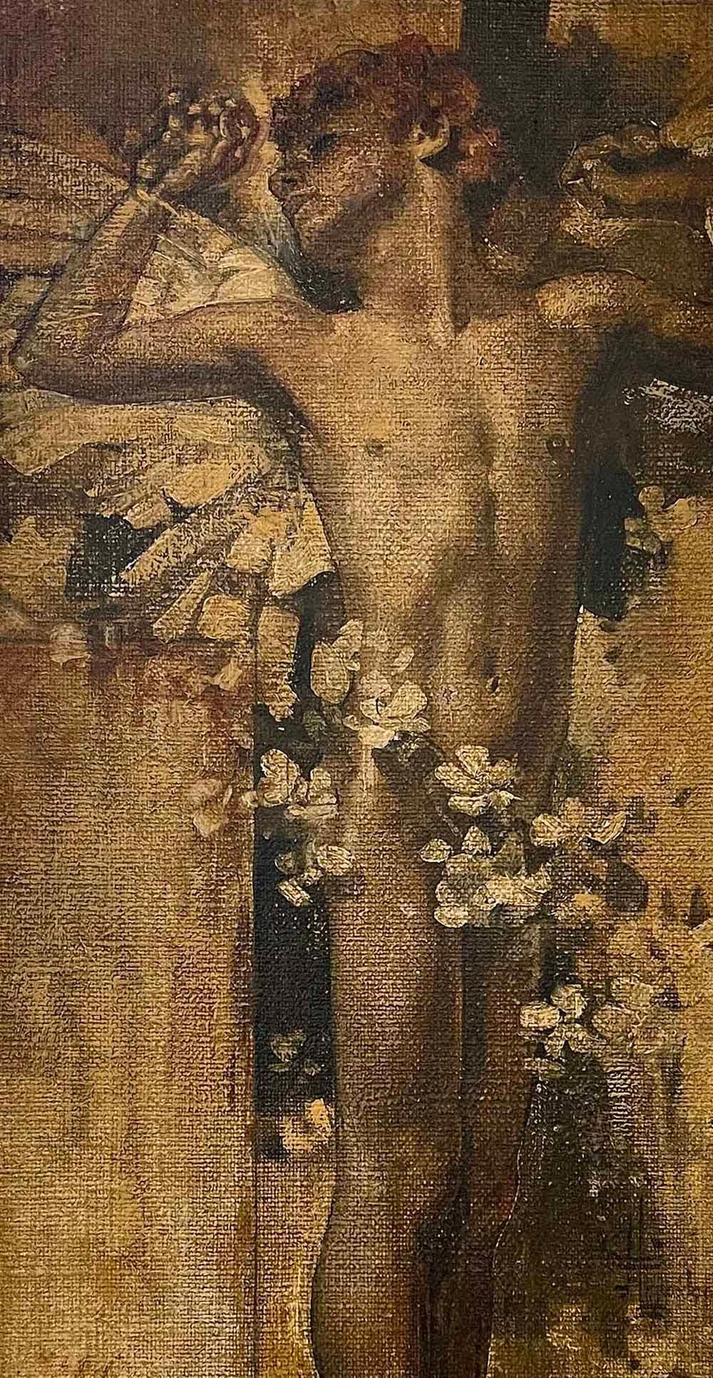 „Waking Angel“, bemerkenswertes, frühes Gemälde einer nackten männlichen Figur in Akt, Leyendecker (Art nouveau) im Angebot