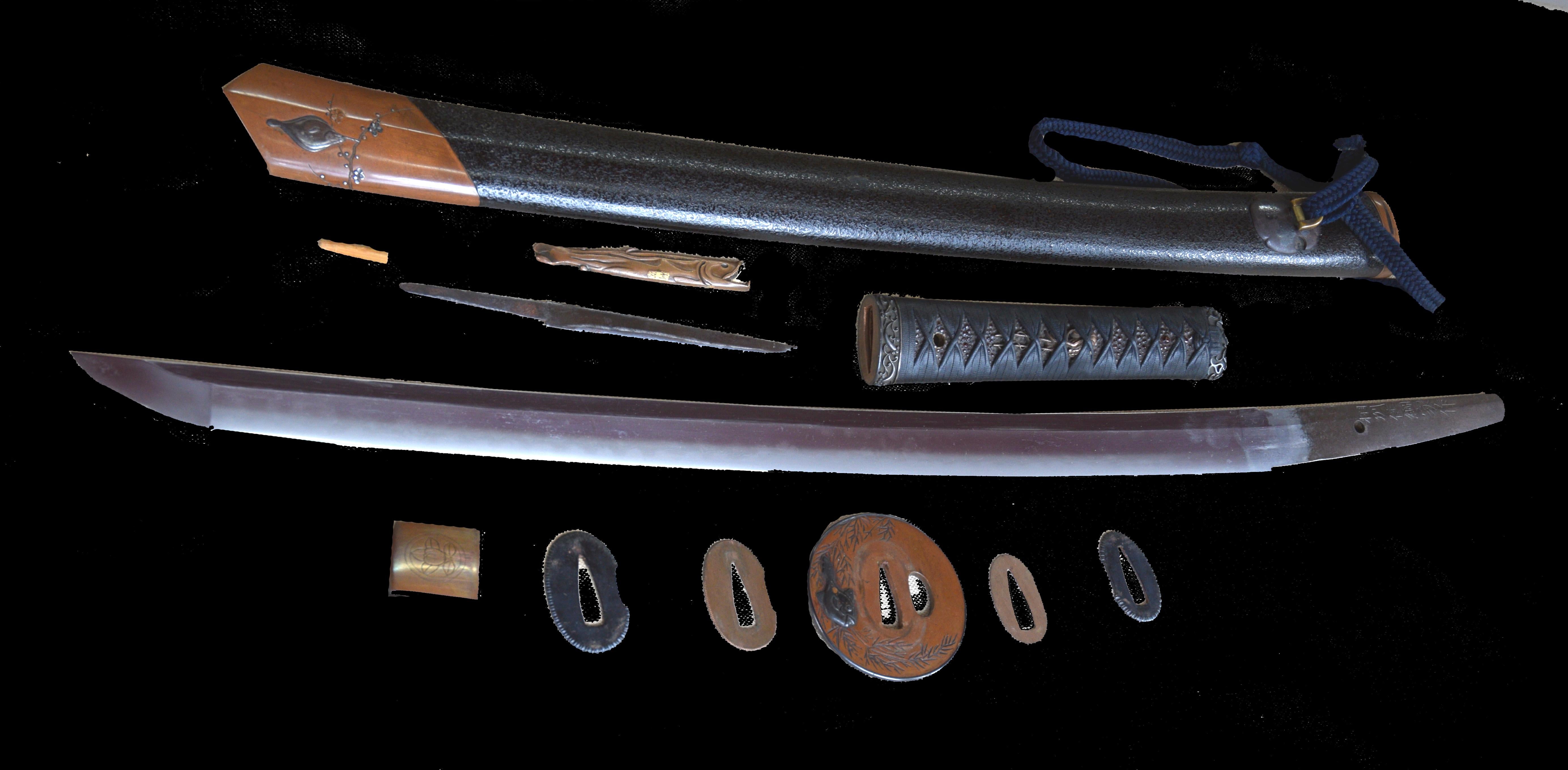 Wakizashi Samurai Kurzschwert Tsunahiro Schule ca. 1550-1650 von Tsunaie (Handgewebt)