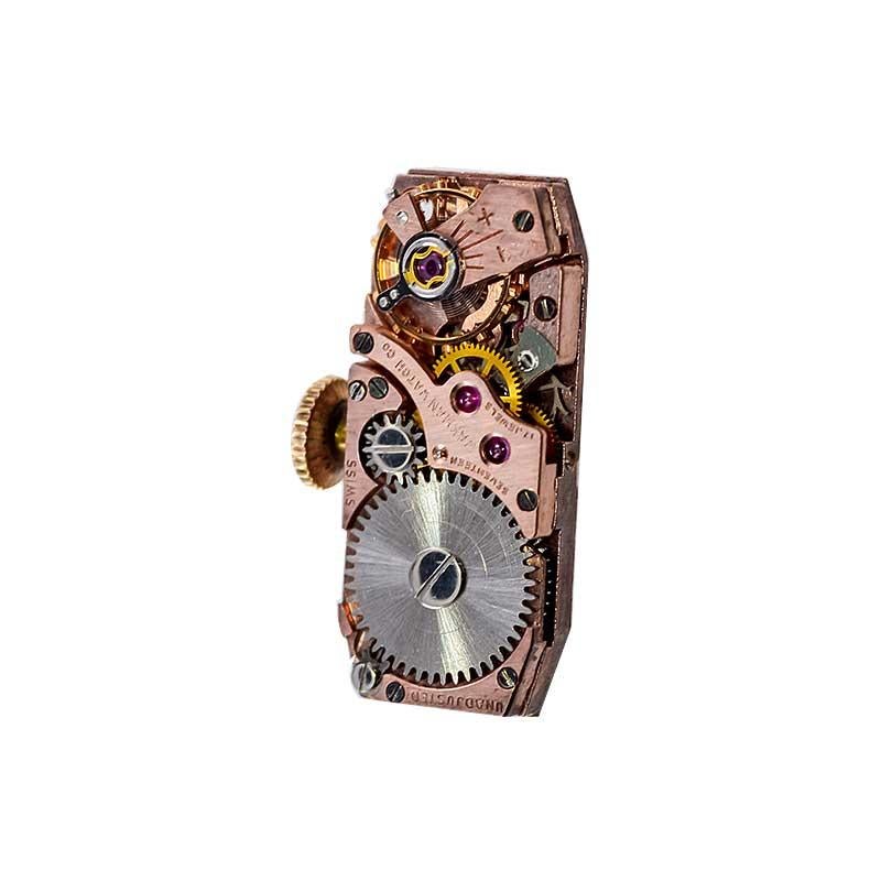 Wakmann, Breitling, 14Kt. Solid Gold Art Deco Style Bracelet Watch, circa 1960s 3