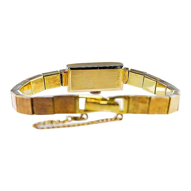 Wakmann, Breitling, 14Kt. Solid Gold Art Deco Style Bracelet Watch, circa 1960s 1