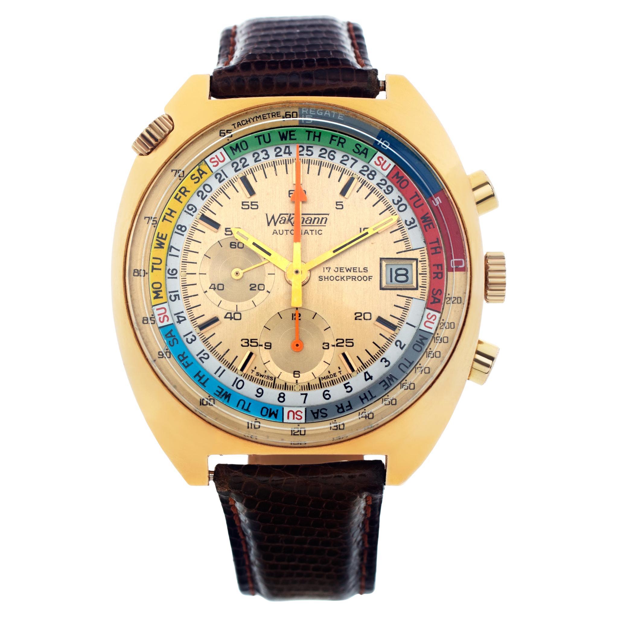 Wakmann Chronograph 1341 Auto Watch Stainless Steel & Gold Plated 