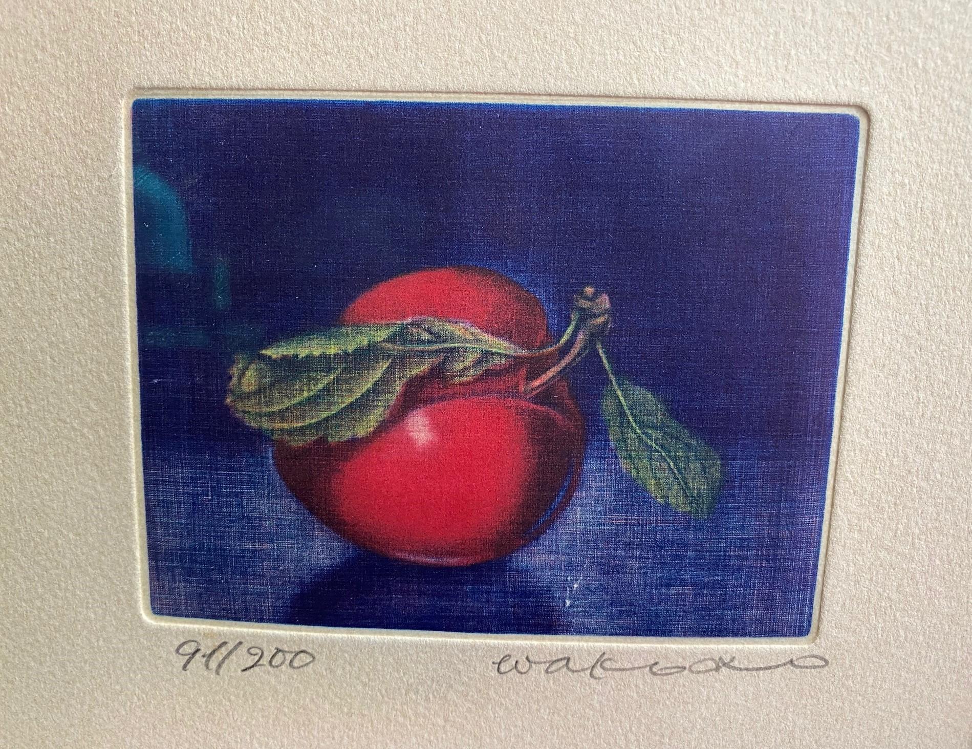 20th Century Wako Ito Signed Limited Edition Japanese Mezzotint Fruit Cherry Still Life Print