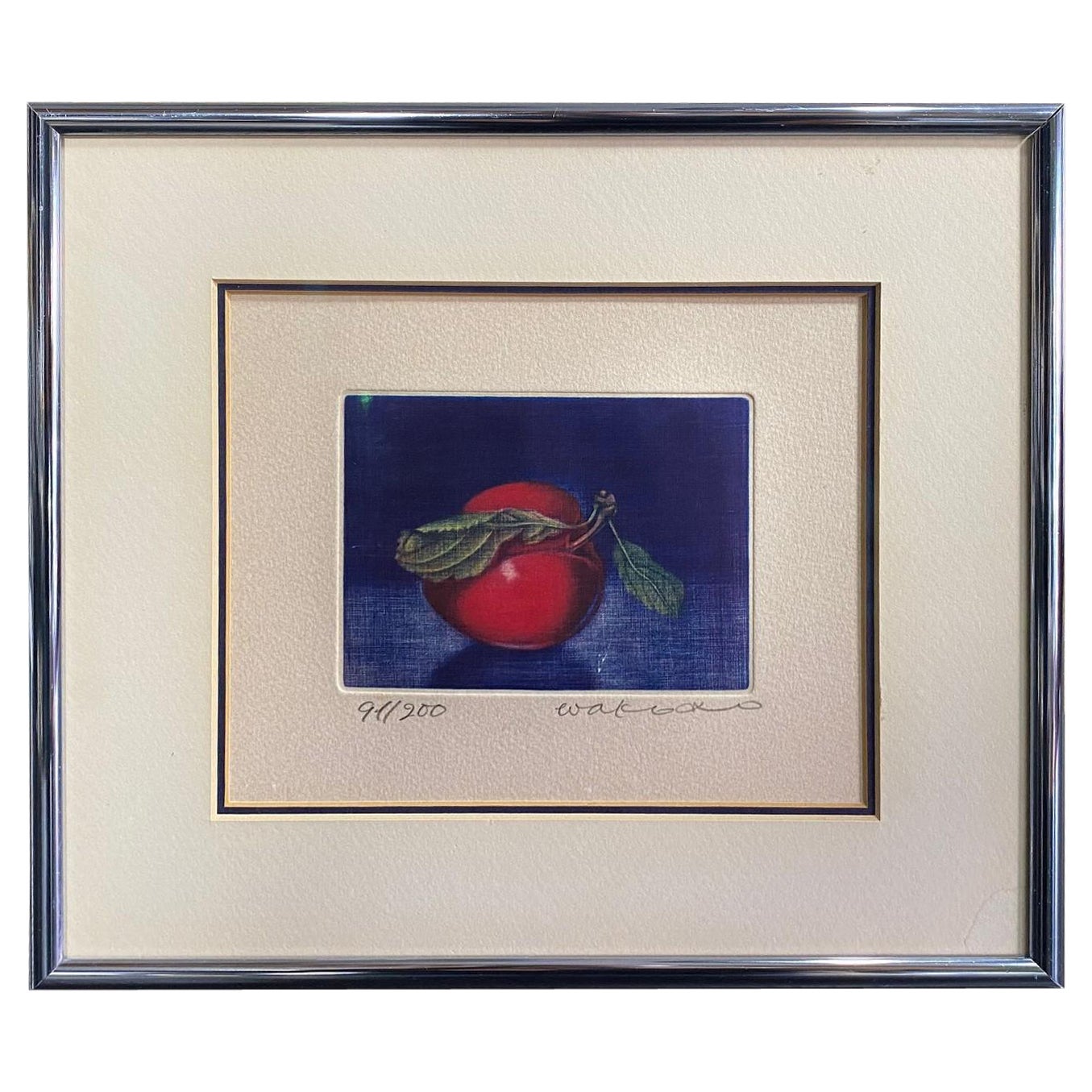 Wako Ito Signed Limited Edition Japanese Mezzotint Fruit Cherry Still Life Print