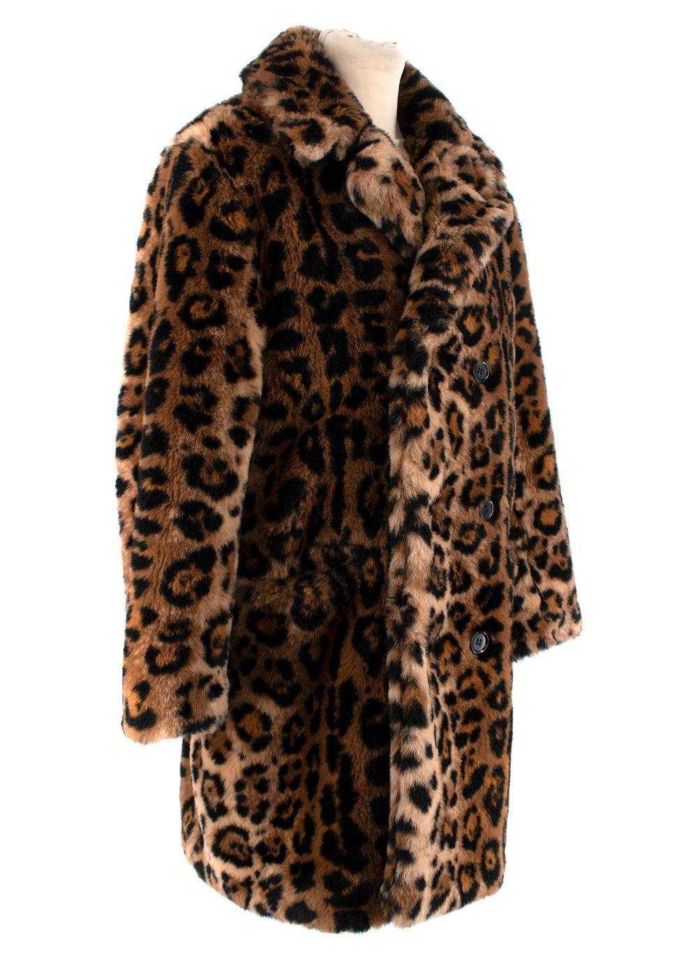 Wako Maria Guilty Parties Faux-Leopard Fur Coat

- Deep pile faux fur
- Notched collar, and button front
- Fully lined  
- Two slip pockets  

Made in Japan 
Synthetic 

There is no size label, however, based on the VIP seller’s usual size and our