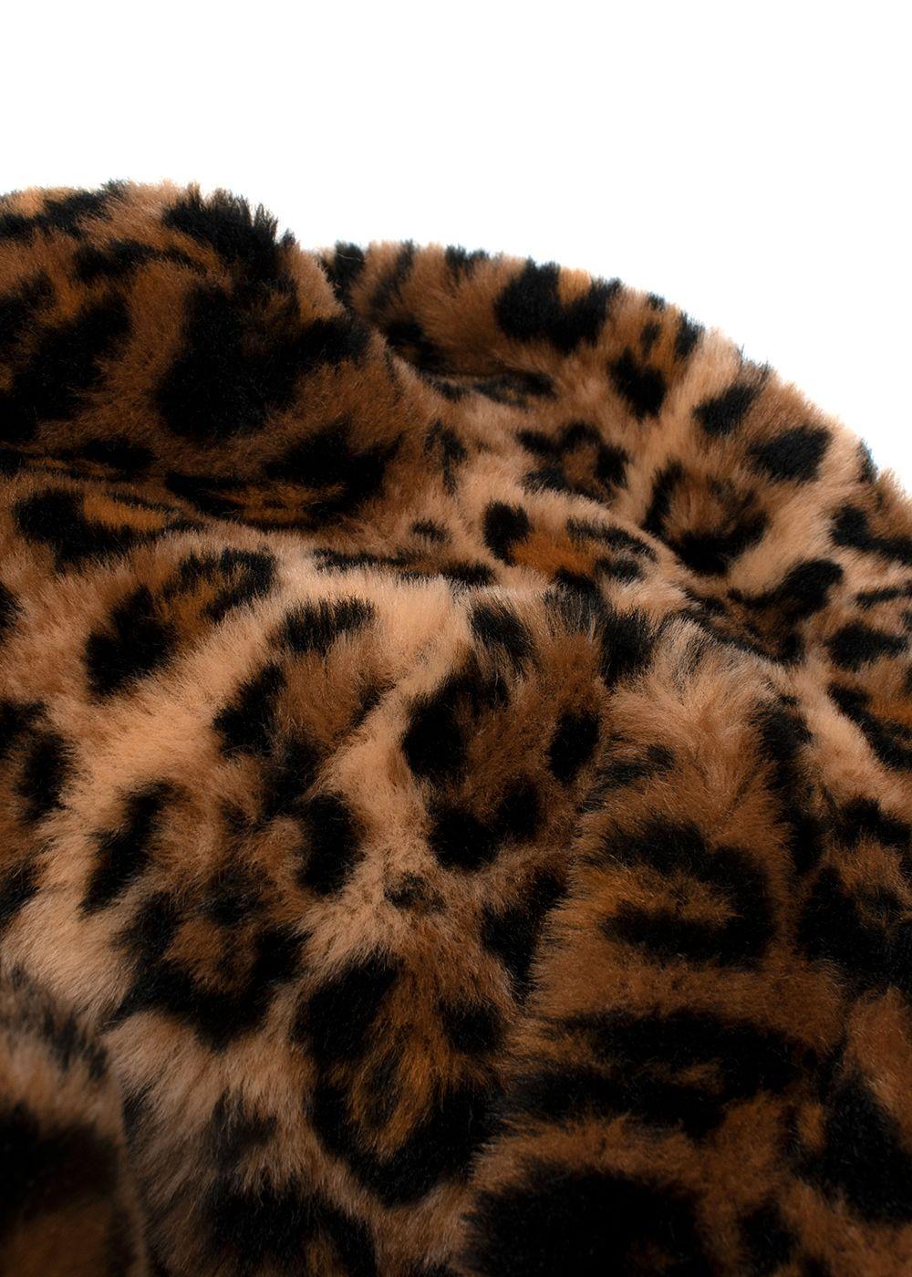Black Wako Maria Guilty Parties Faux-Leopard Fur Coat - Size XS For Sale