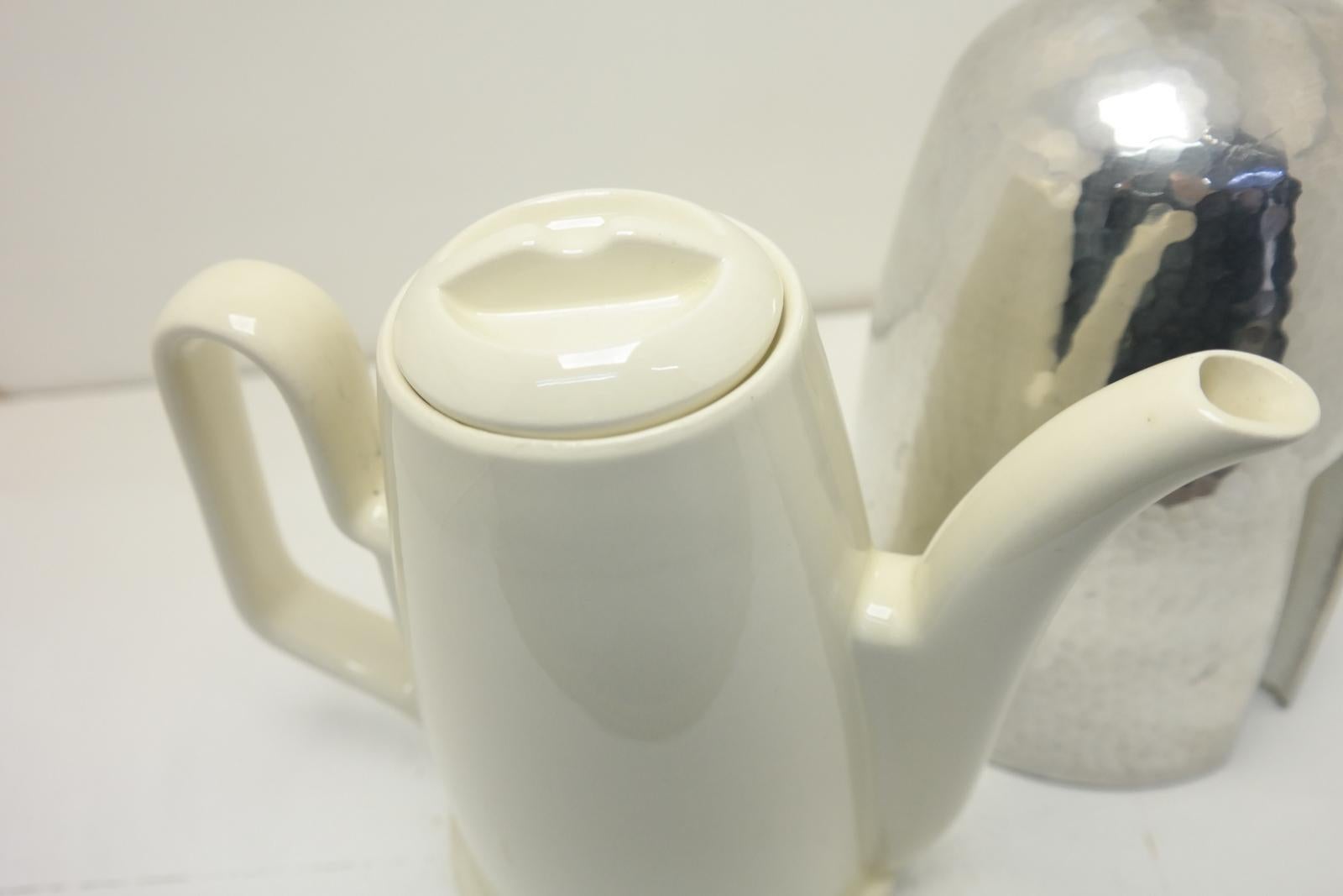 Mid-20th Century Waku Foreigen Teapot with Aluminum Thermal Hood and Styrofoam Inside