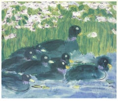 1982 After Walasse ting '8 Green Ducks (No Text)' Contemporary 