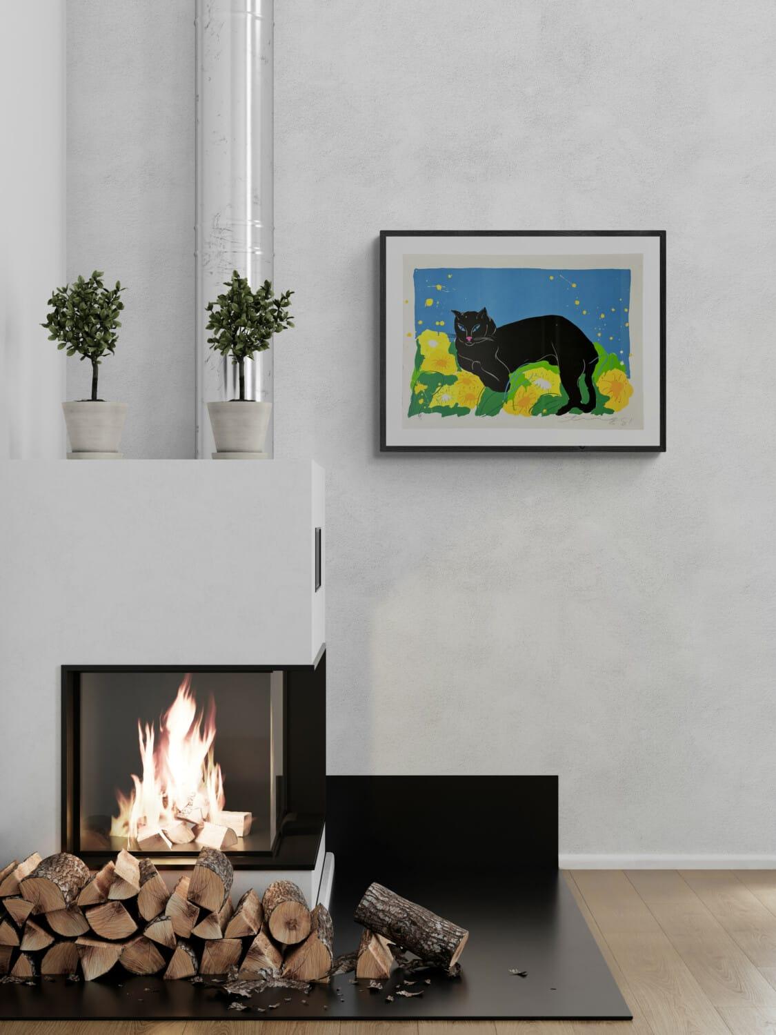 Black Cat 1981 Litografia su carta Arches Archival - Print di Walasse Ting