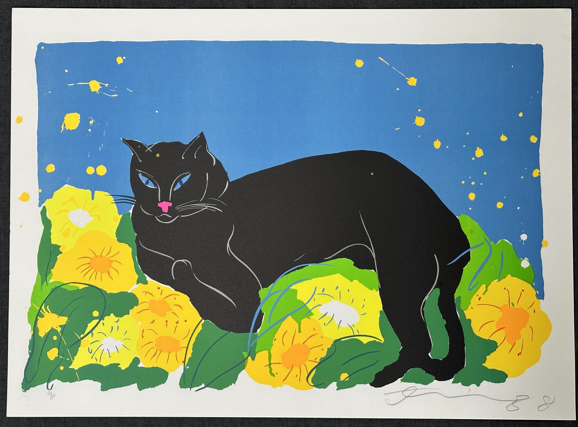 Black Cat 1981 Litografia su carta Arches Archival in vendita 1