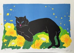 Gato negro 1981 Litografía sobre papel de archivo Arches